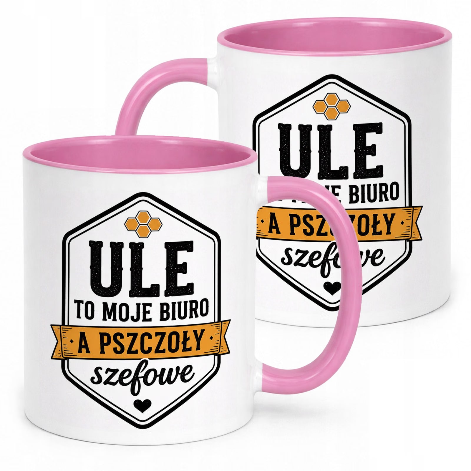 Różowy Kubek z nadrukiem Dla Pszczelarza Szef Pasieki Upominek Prezent