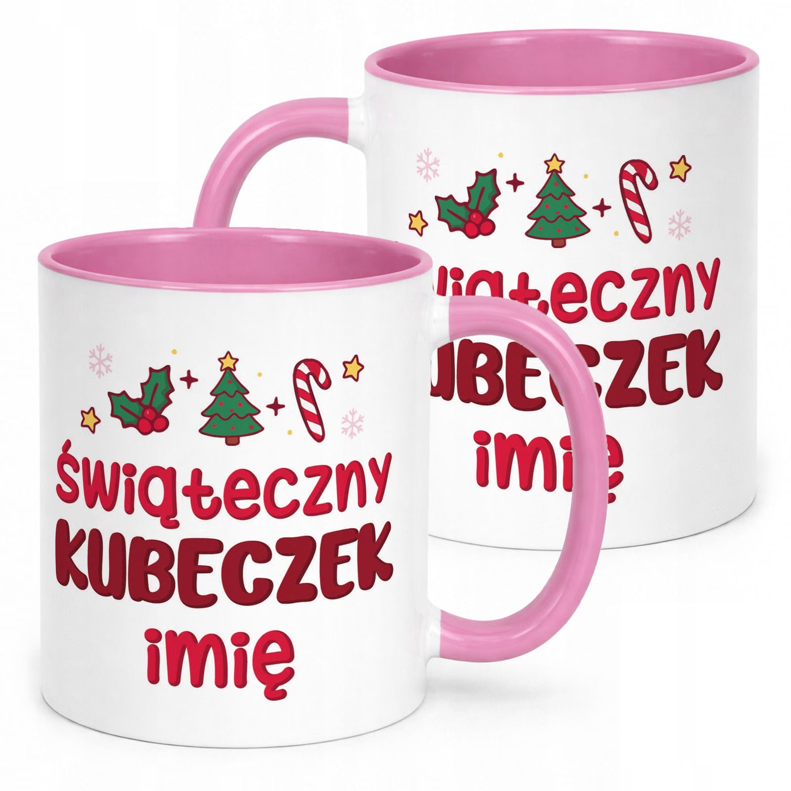 Kubek Różowy Personalizowany z Nadrukiem Boże Narodzenie Święta Prezent