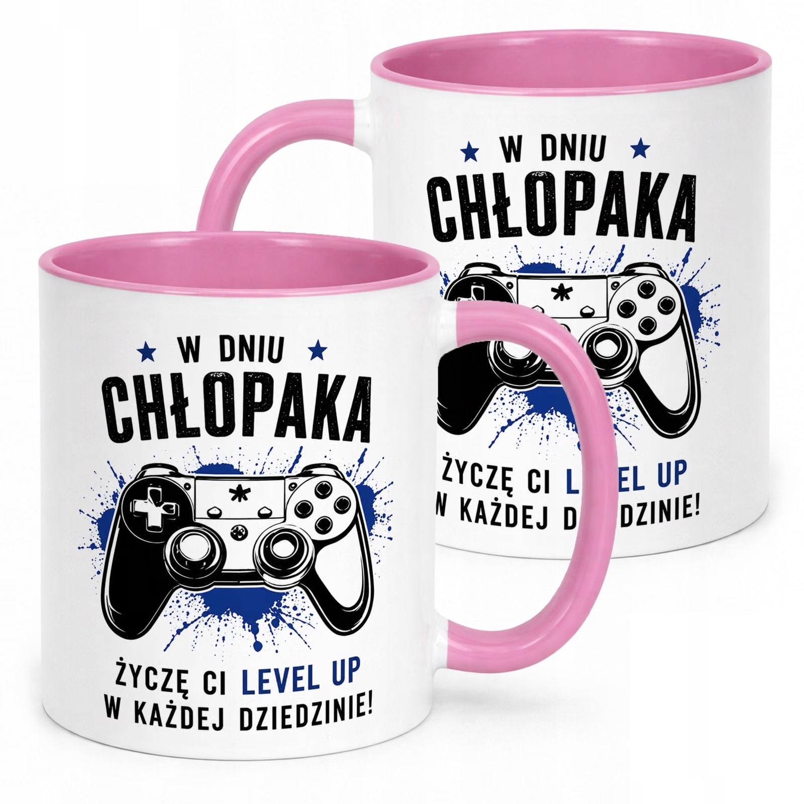 Różowy Kubek z nadrukiem Dzień Chłopaka Mężczyzny Upominek Prezent