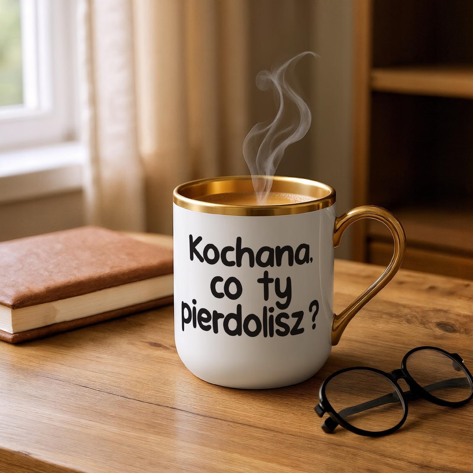 Kubek Premium Złoty Kochana Co Ty Pie***lisz Śmieszny Zabawny Prezent