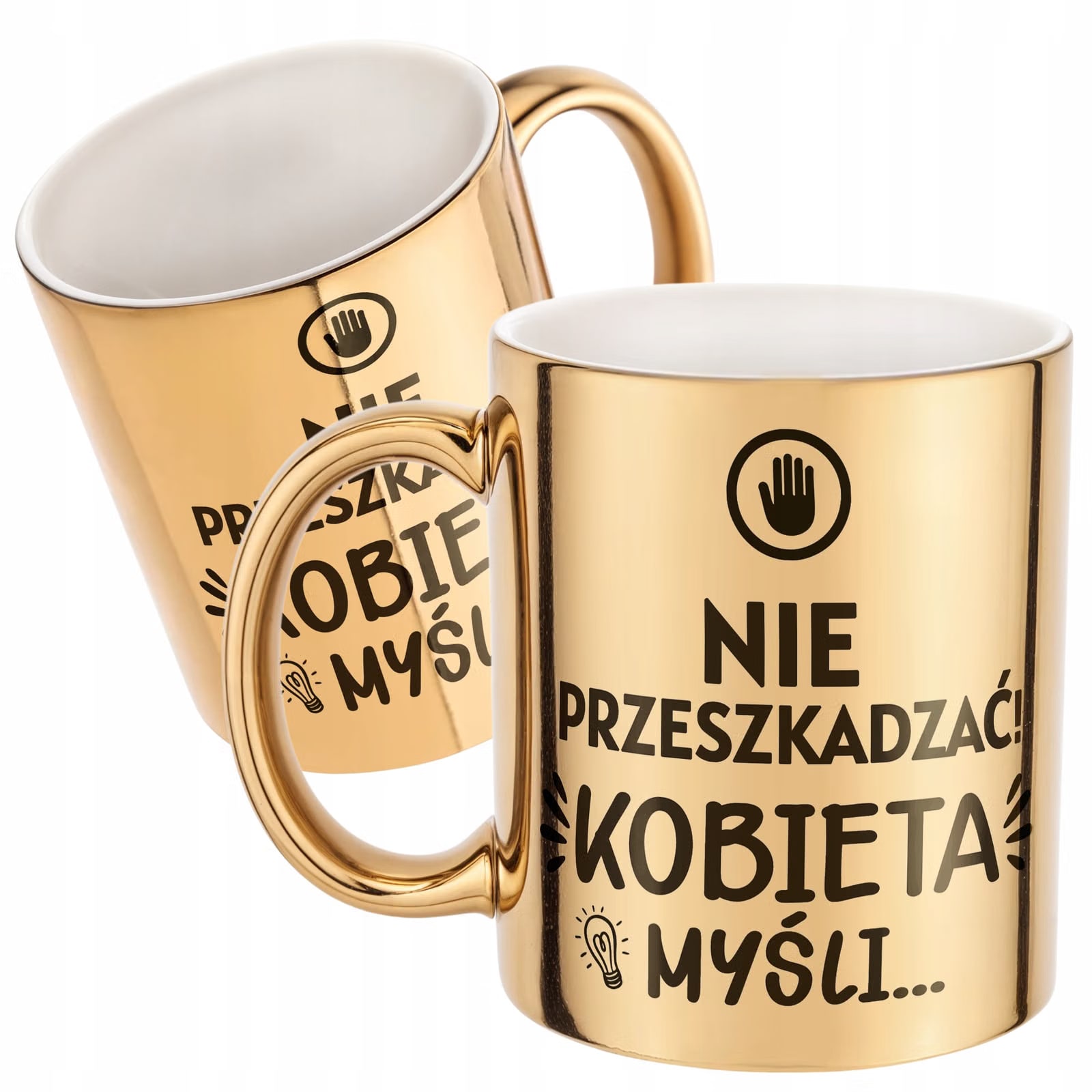 Złoty kubek na prezent Dzień Kobiet Nie Przeszkadzać Prezent