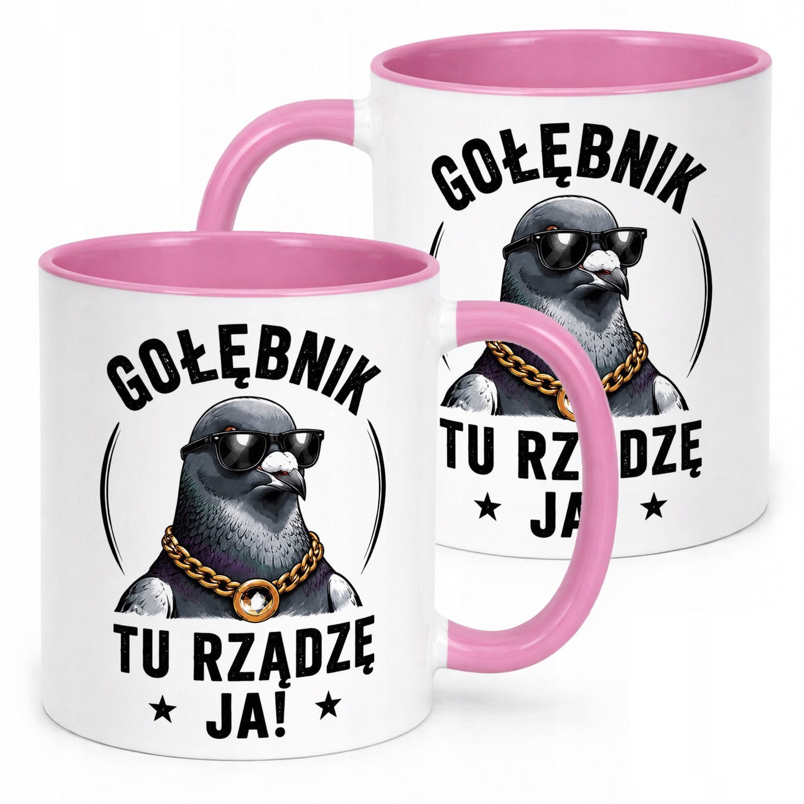 Różowy Kubek z nadrukiem Dla Gołębiarza Hodowcy Gołębi Upominek Prezent