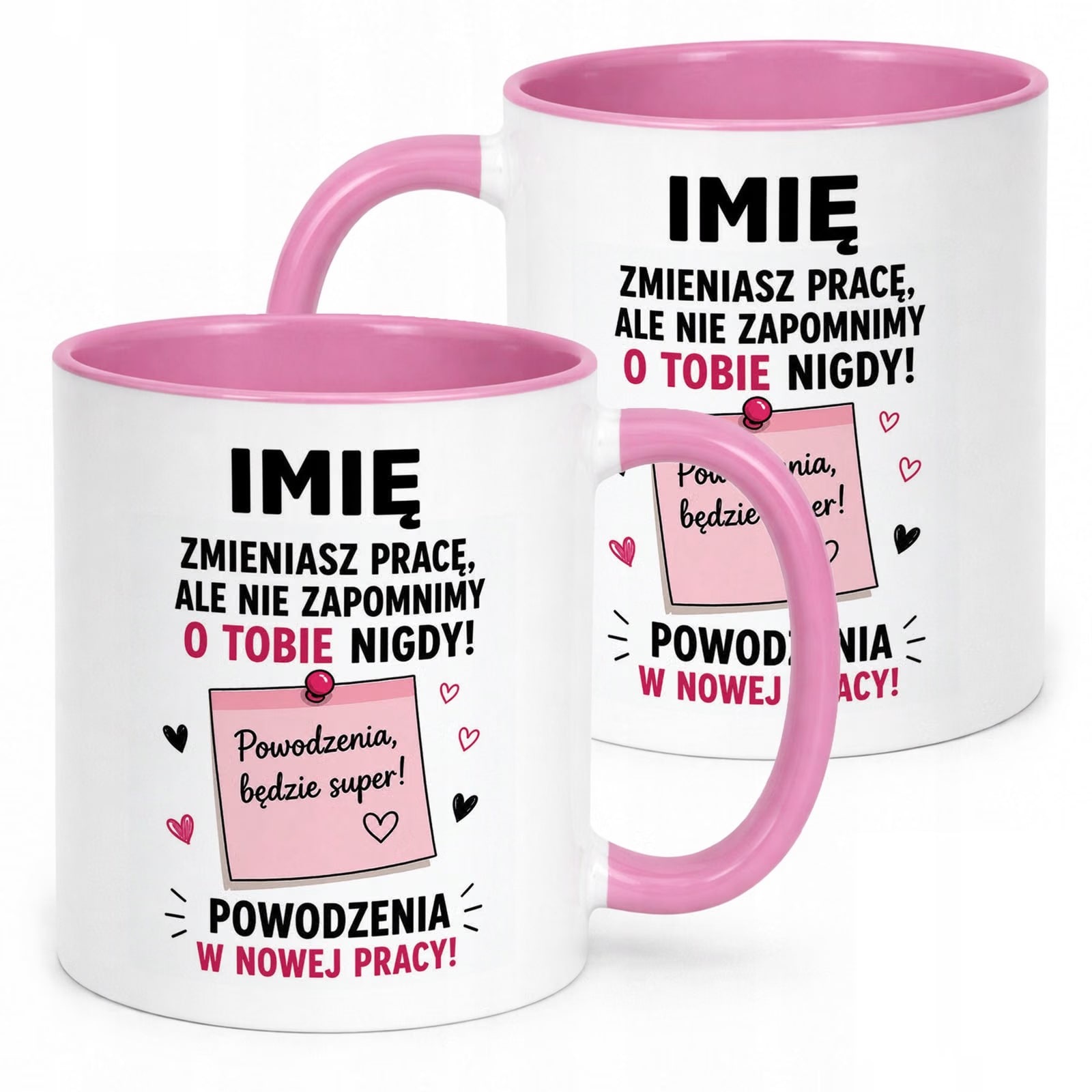 Kubek Różowy Personalizowany z Nadrukiem Pożegnanie Odejście z Pracy