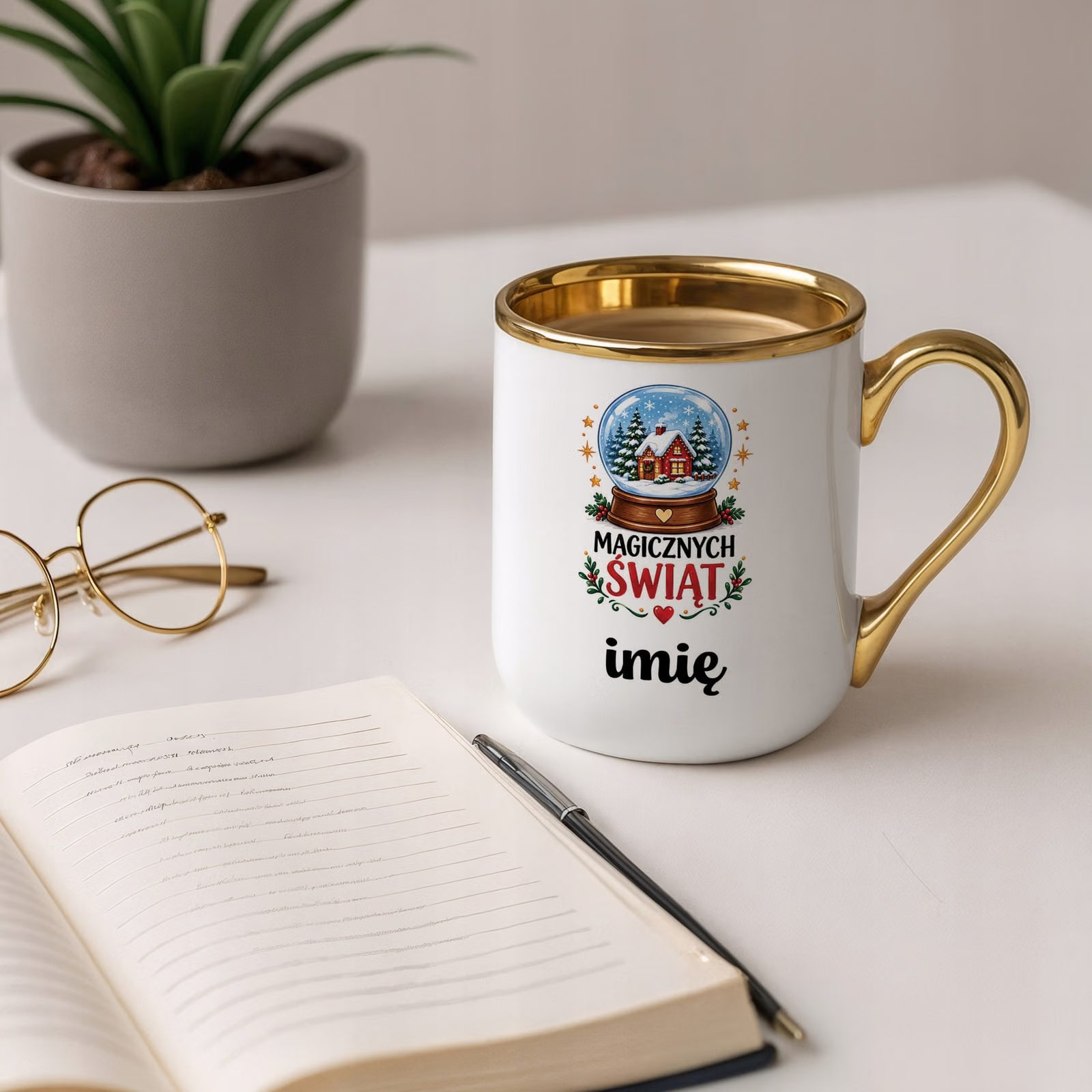 Kubek Personalizowany Premium Złoty Boże Narodzenie Święta Prezent
