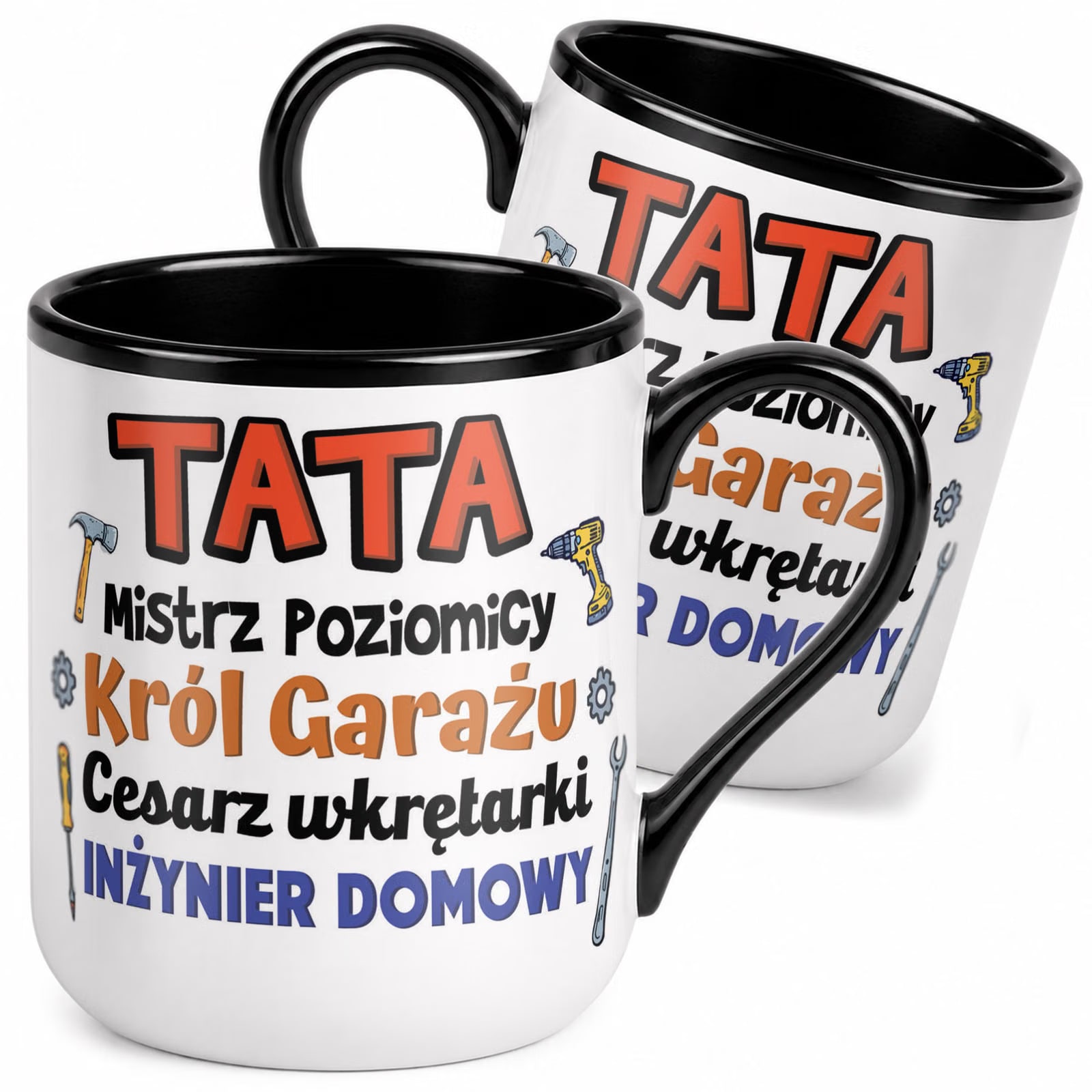 Kubek z nadrukiem Premium Czarny Dla Taty Dzień Ojca Upominek Prezent