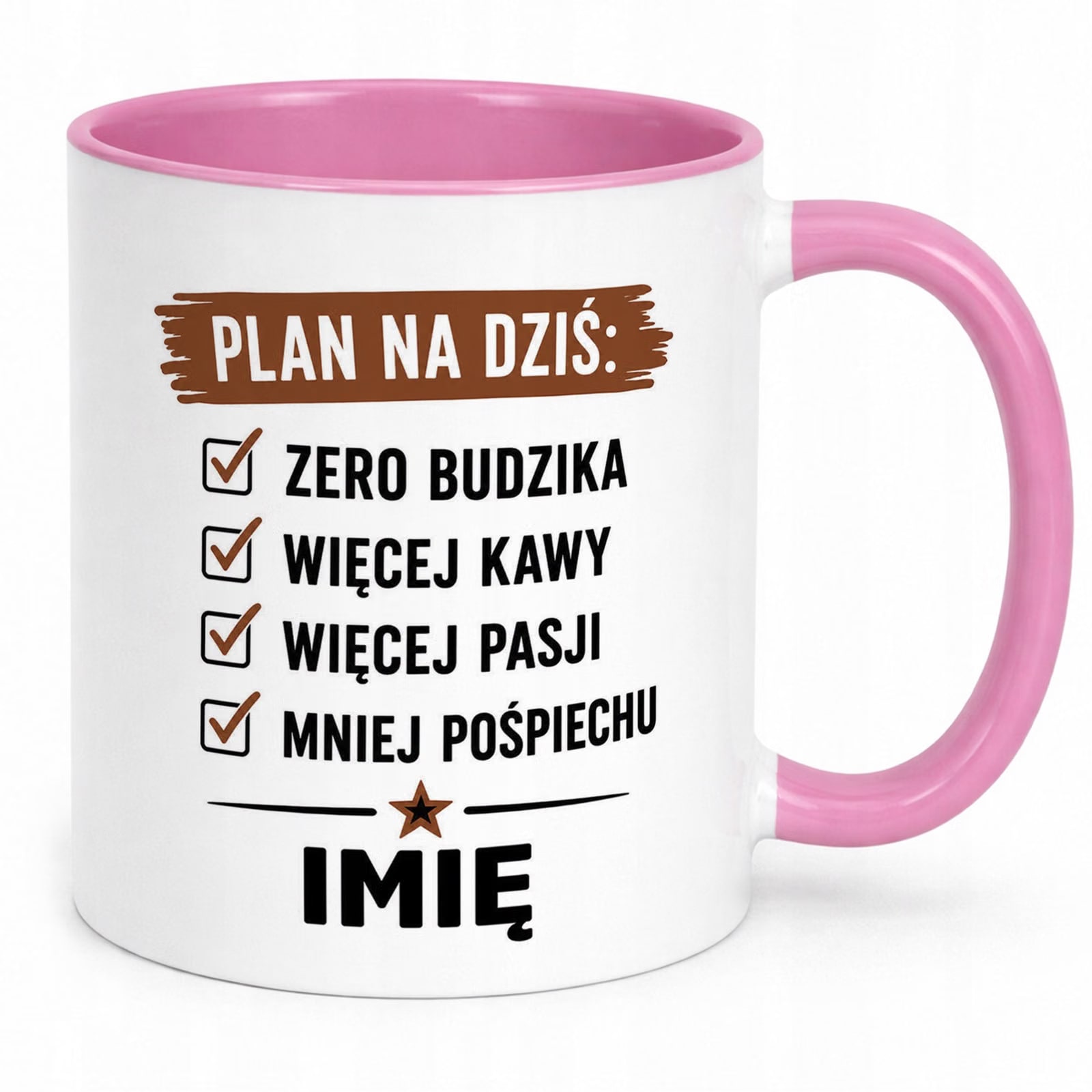Kubek Różowy Personalizowany z Nadrukiem Emerytura Dla Emeryta Prezent