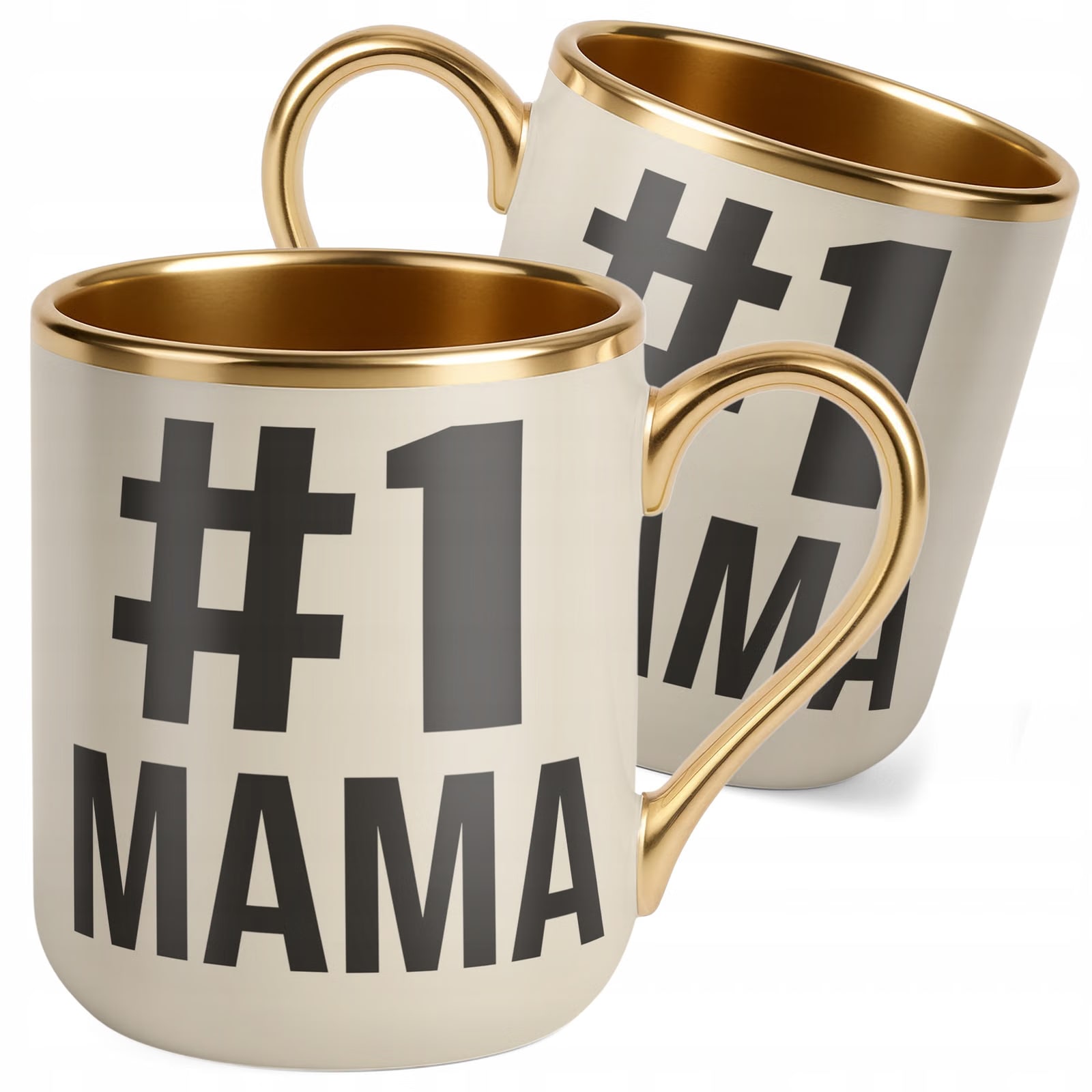 Kubek Premium Złoty Ecru Dzień Matki 1# MAMA Prezent Upominek Dla Mamy