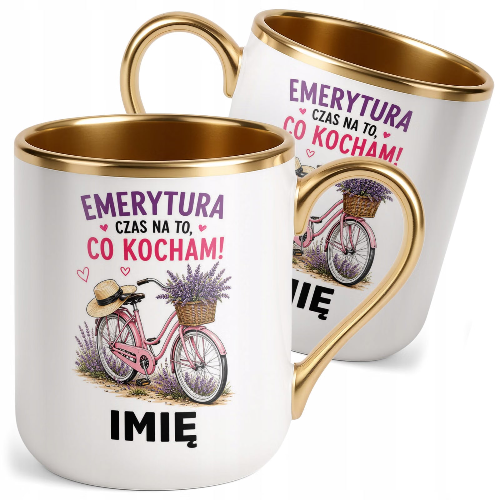 Kubek Personalizowany z nadrukiem Premium Złoty Emerytura Prezent