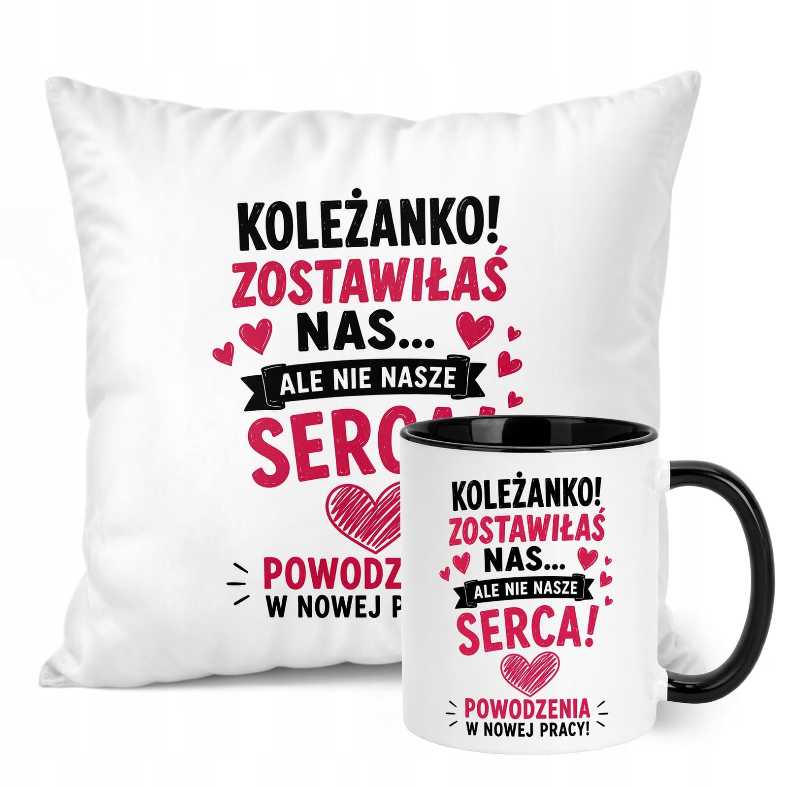 Zestaw Kubek Czarny Poduszka Z Nadrukiem Odejście z Pracy Prezent
