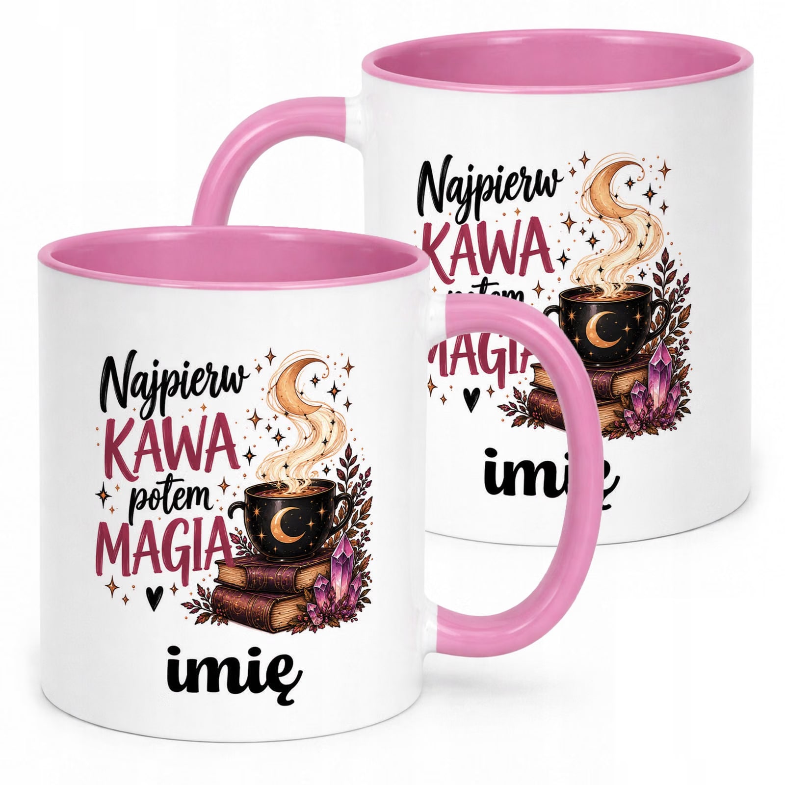Kubek Różowy Personalizowany z Nadrukiem Dla Kobiet Czarownica Wiedźma