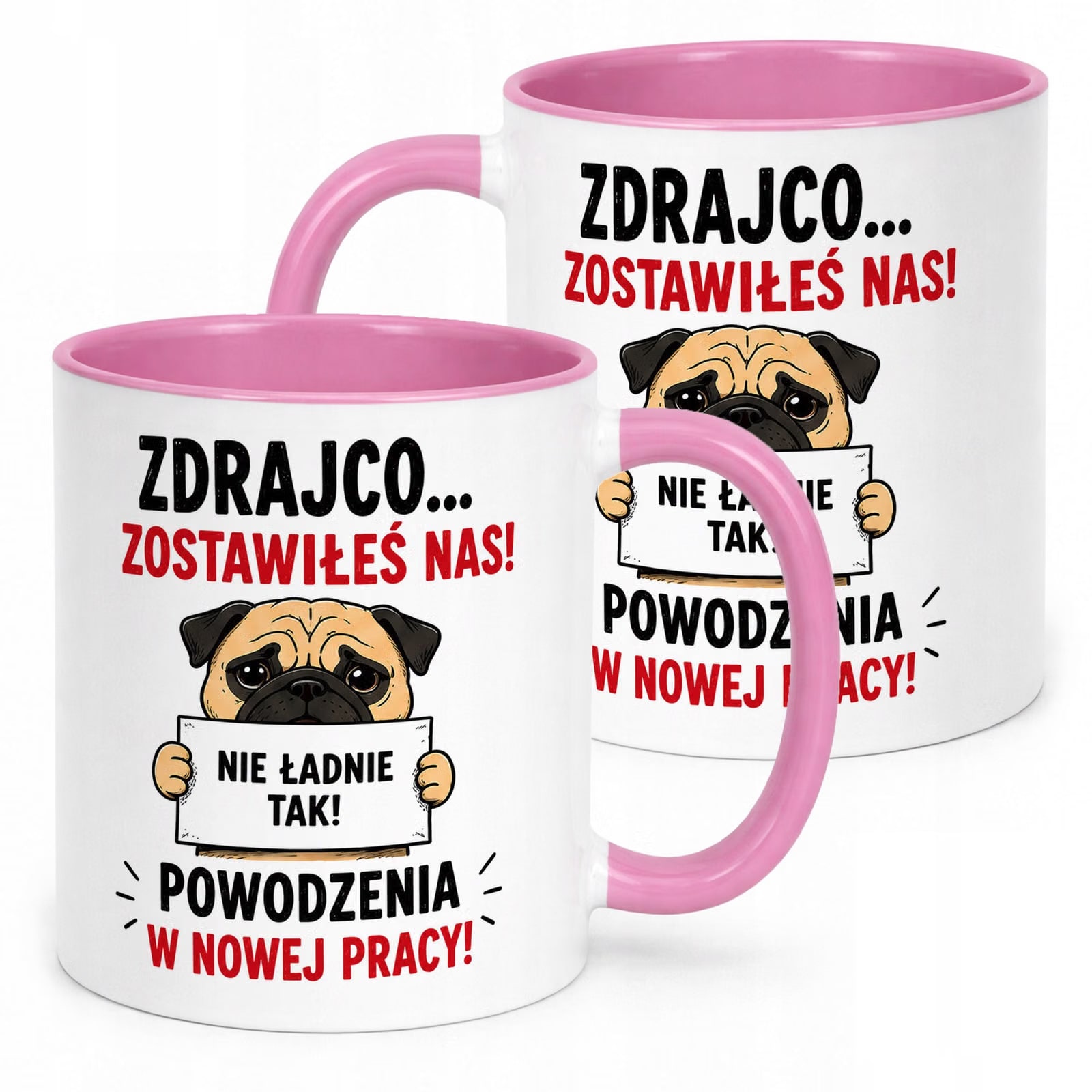 Kubek Różowy z nadrukiem Pożegnanie Odejście z Pracy Dla Kolegi Prezent