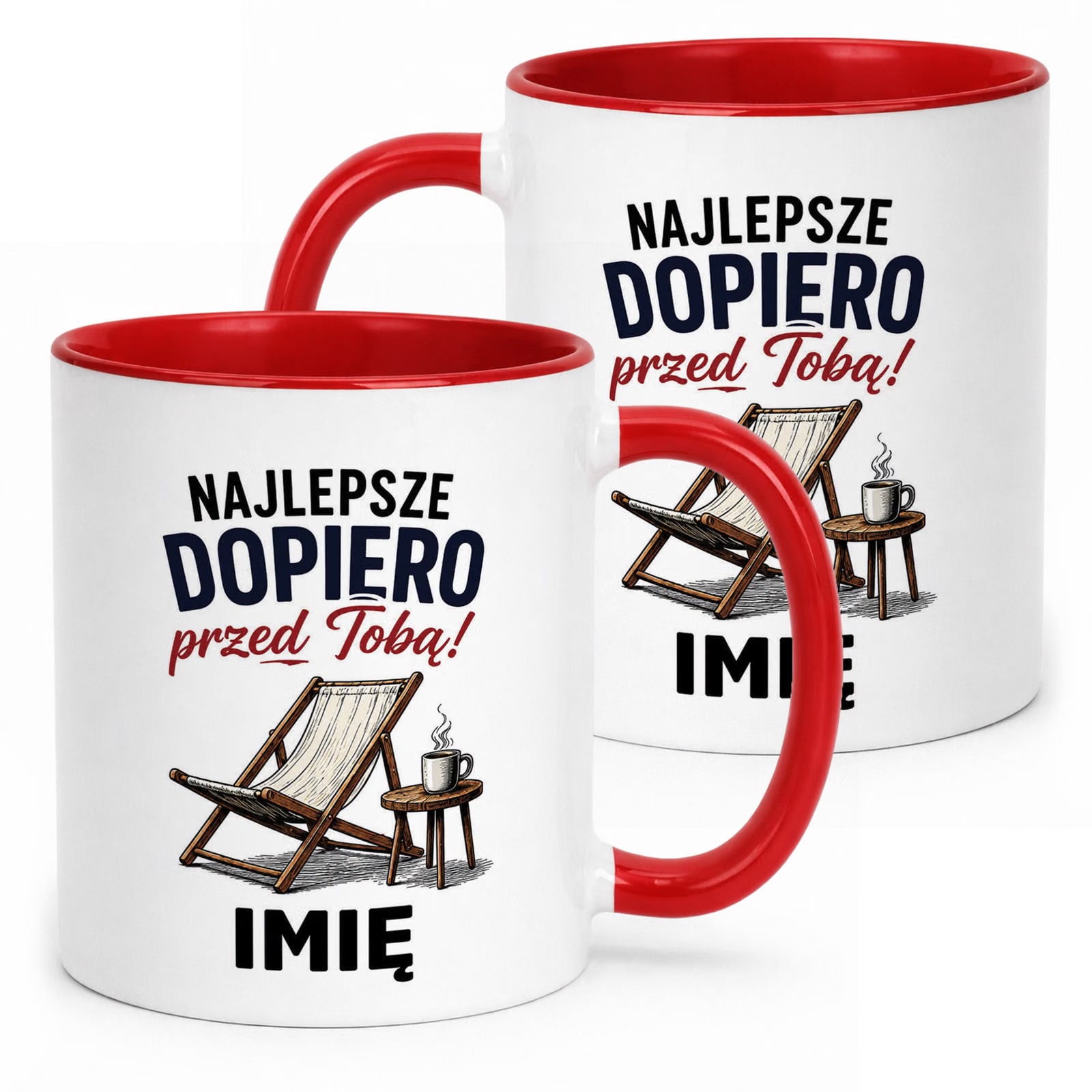 Kubek Czerwony Personalizowany z Nadrukiem Emerytura Dla Emeryta Prezent