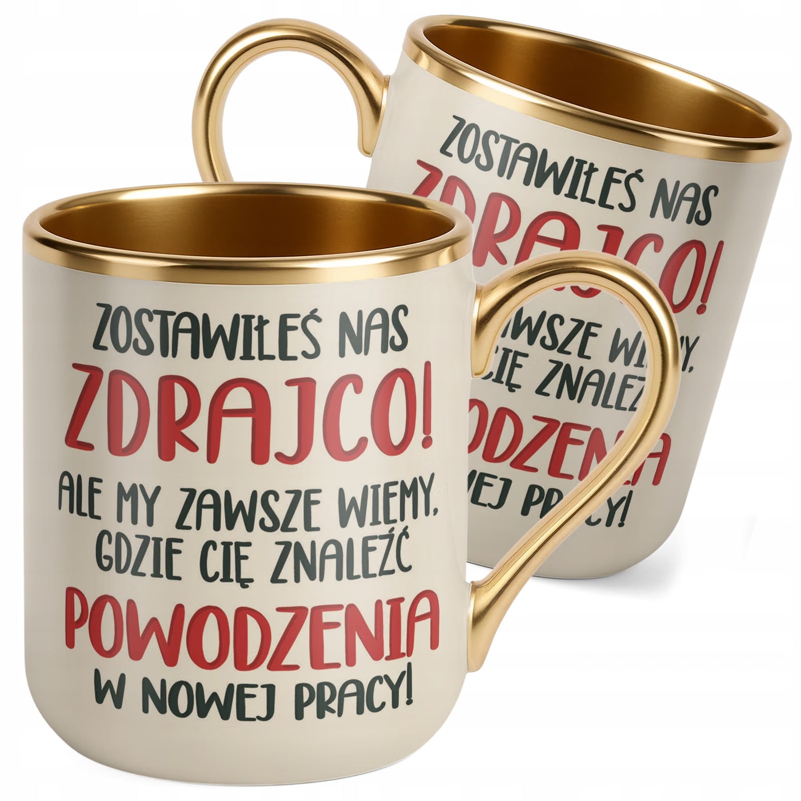 Kubek Premium Złoty Ecru Pożeganie Odejście z Pracy Dla Kolegi Prezent