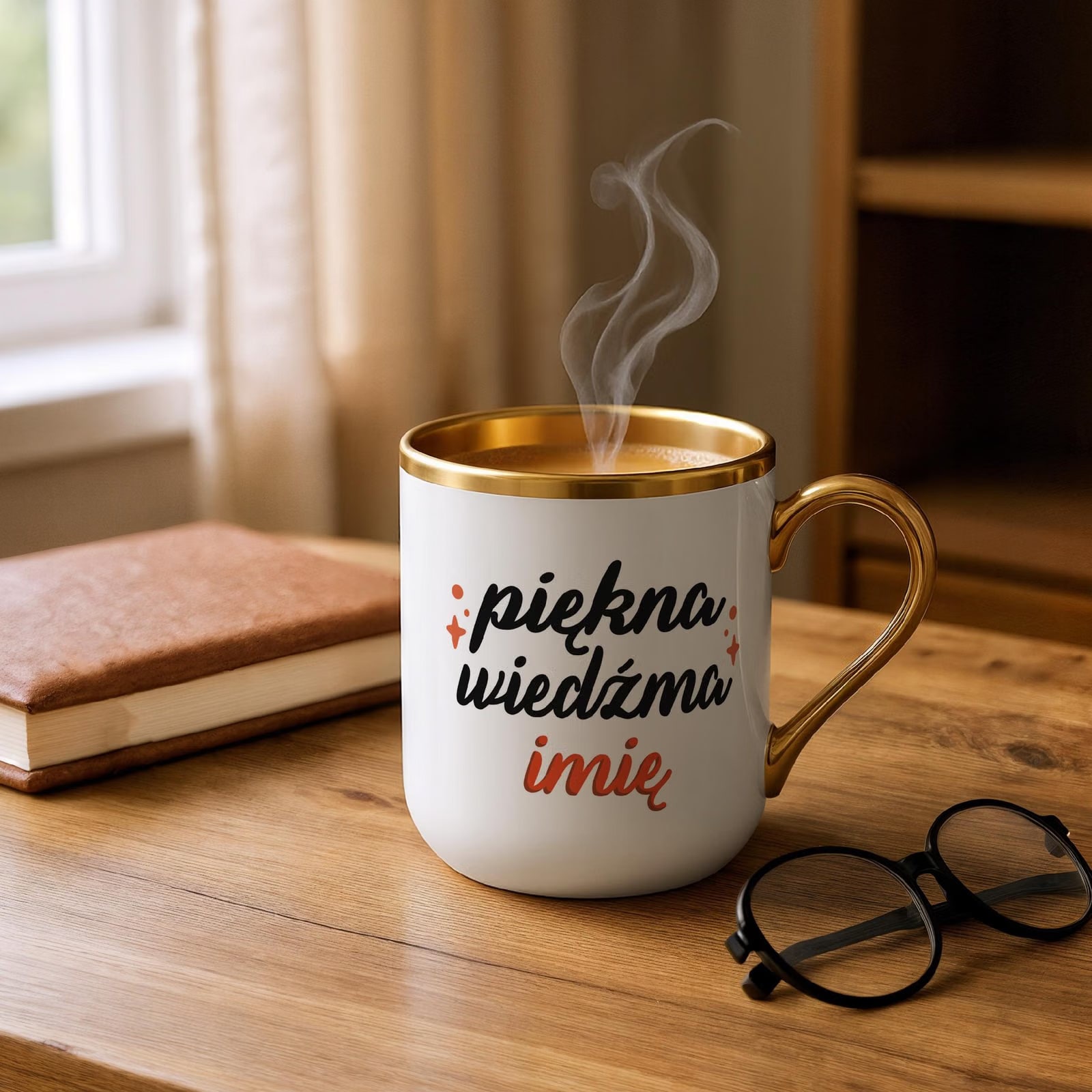 Kubek Premium Złoty Personalizowany Jesienny Piękna Wiedźma