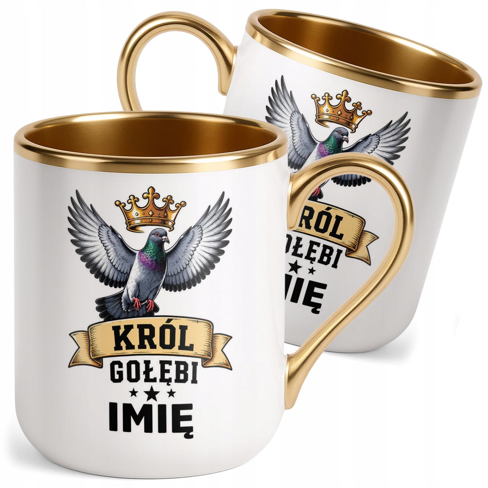 Kubek Personalizowany z nadrukiem Premium Złoty Dla Gołębiarza Prezent