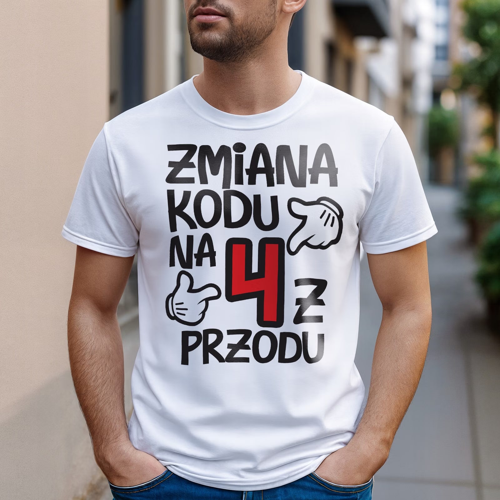 Koszulka biała męska Zmiana Kodu 40 Urodziny Prezent r. 3XL