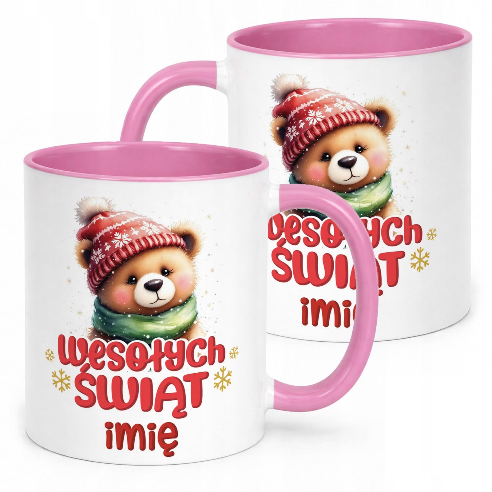 Kubek Różowy Personalizowany z Nadrukiem Boże Narodzenie Święta Prezent