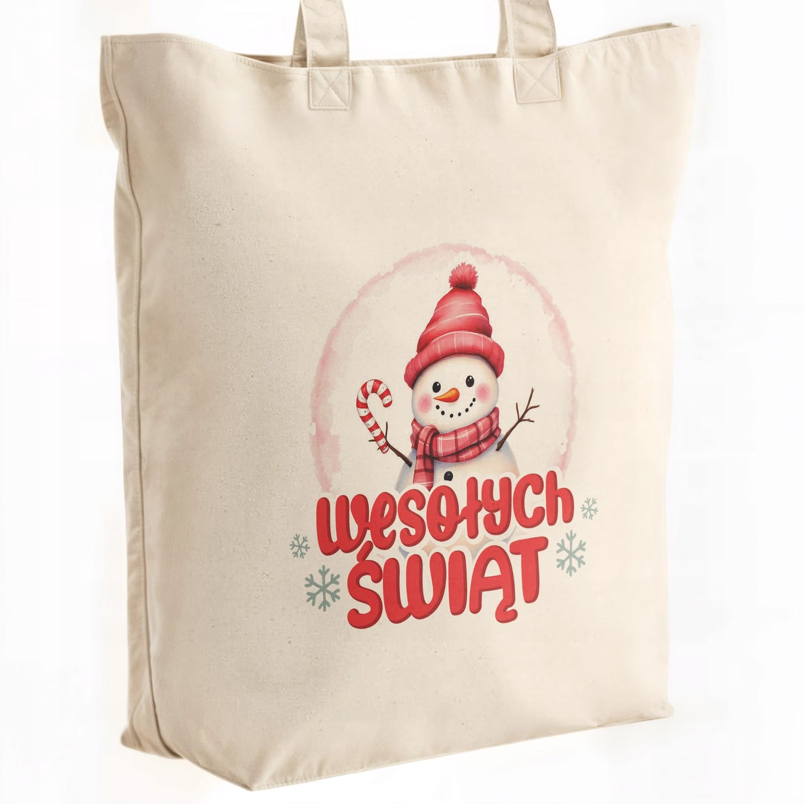 Torba shopper bawełniana premium świąteczna mikołajki z nadrukiem