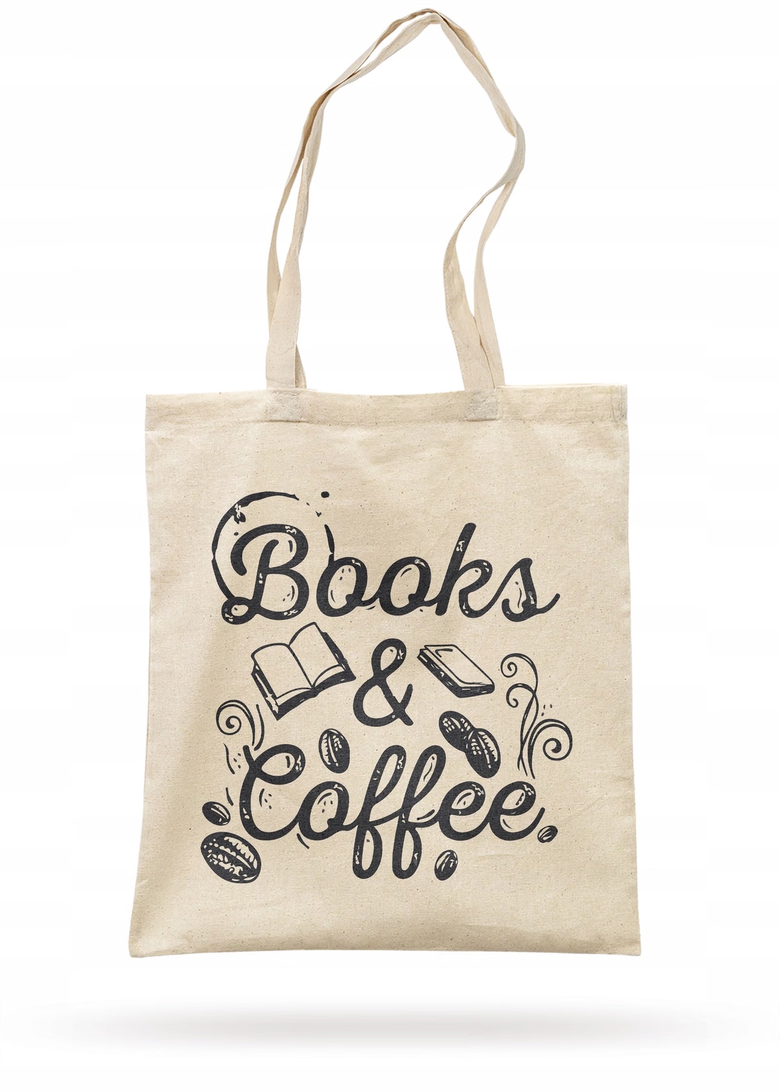 Torba bawełniana z dnem BOOKS & COFFEE Dla Miłośników Kawy i Książek
