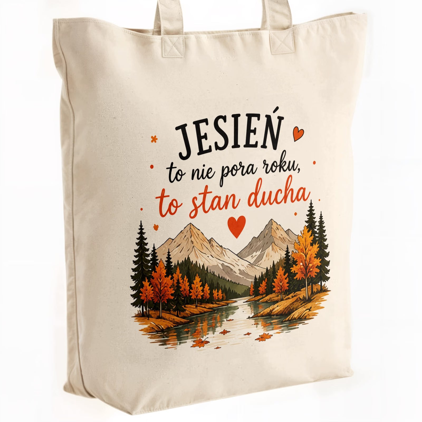 Torba shopper bawełniana premium jesień jesienna na zakupy z nadrukiem