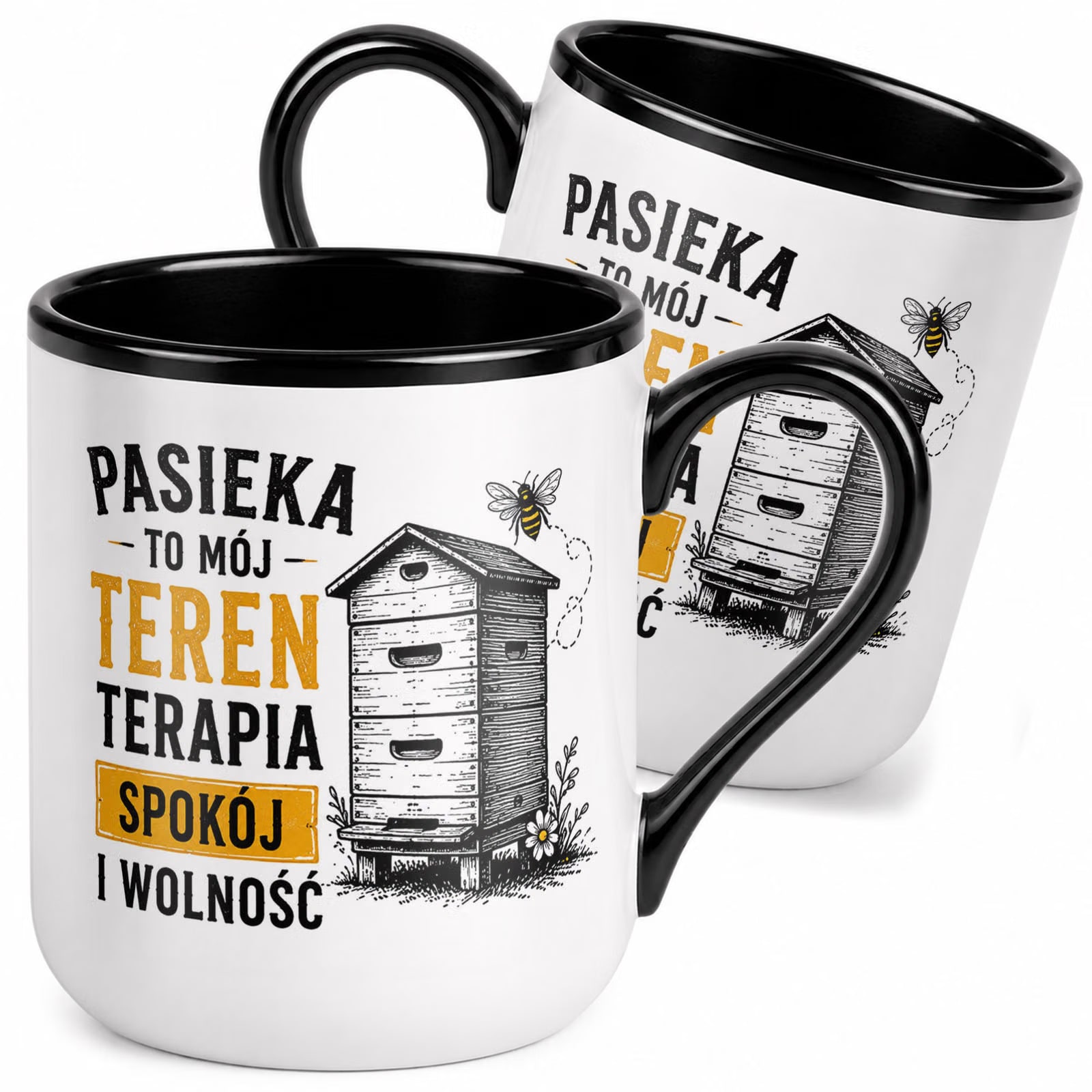Kubek z nadrukiem Premium Czarny Dla Pszczelarza Szef Pasieki Prezent