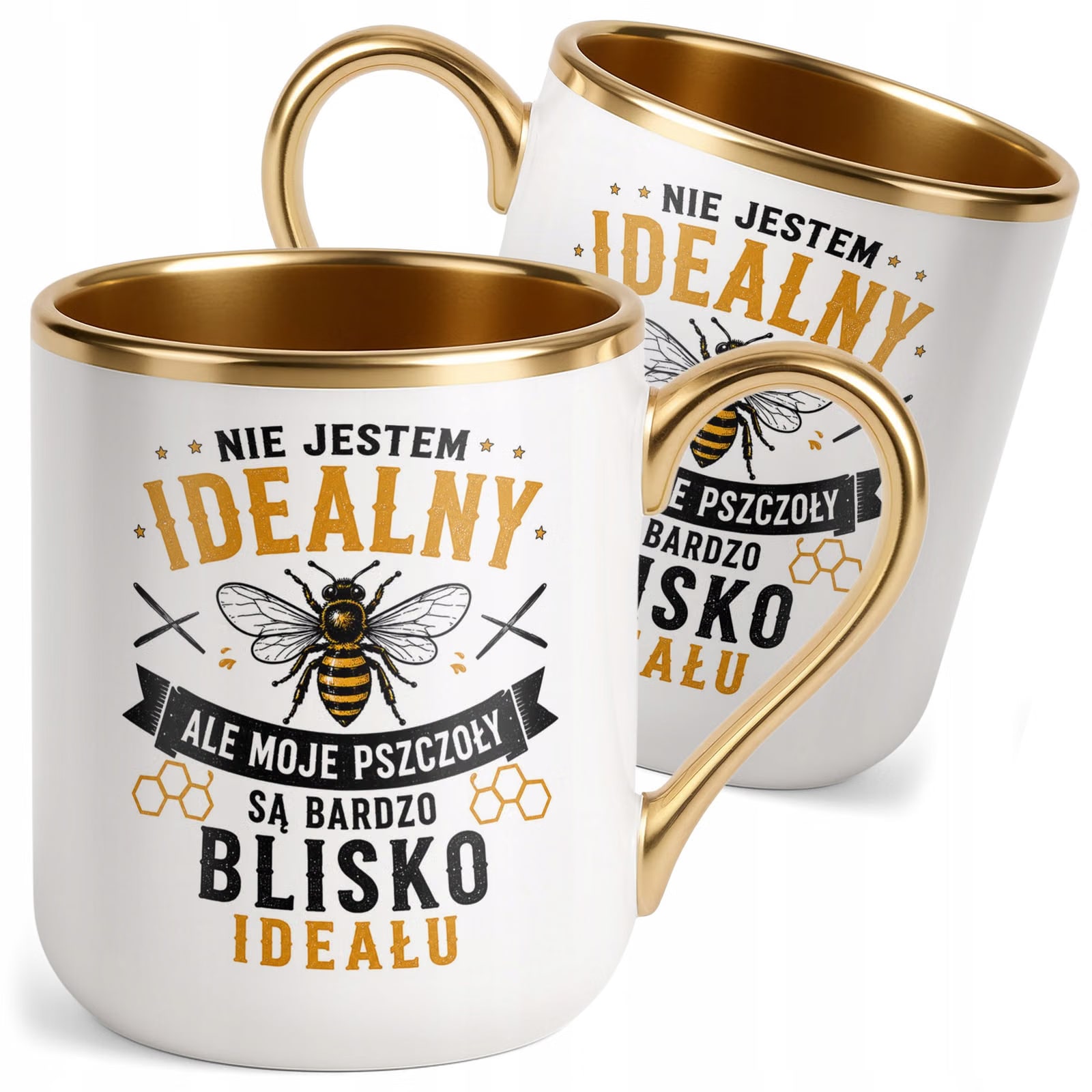 Kubek z nadrukiem Premium Złoty Dla Pszczelarza Szef Pasieki Prezent