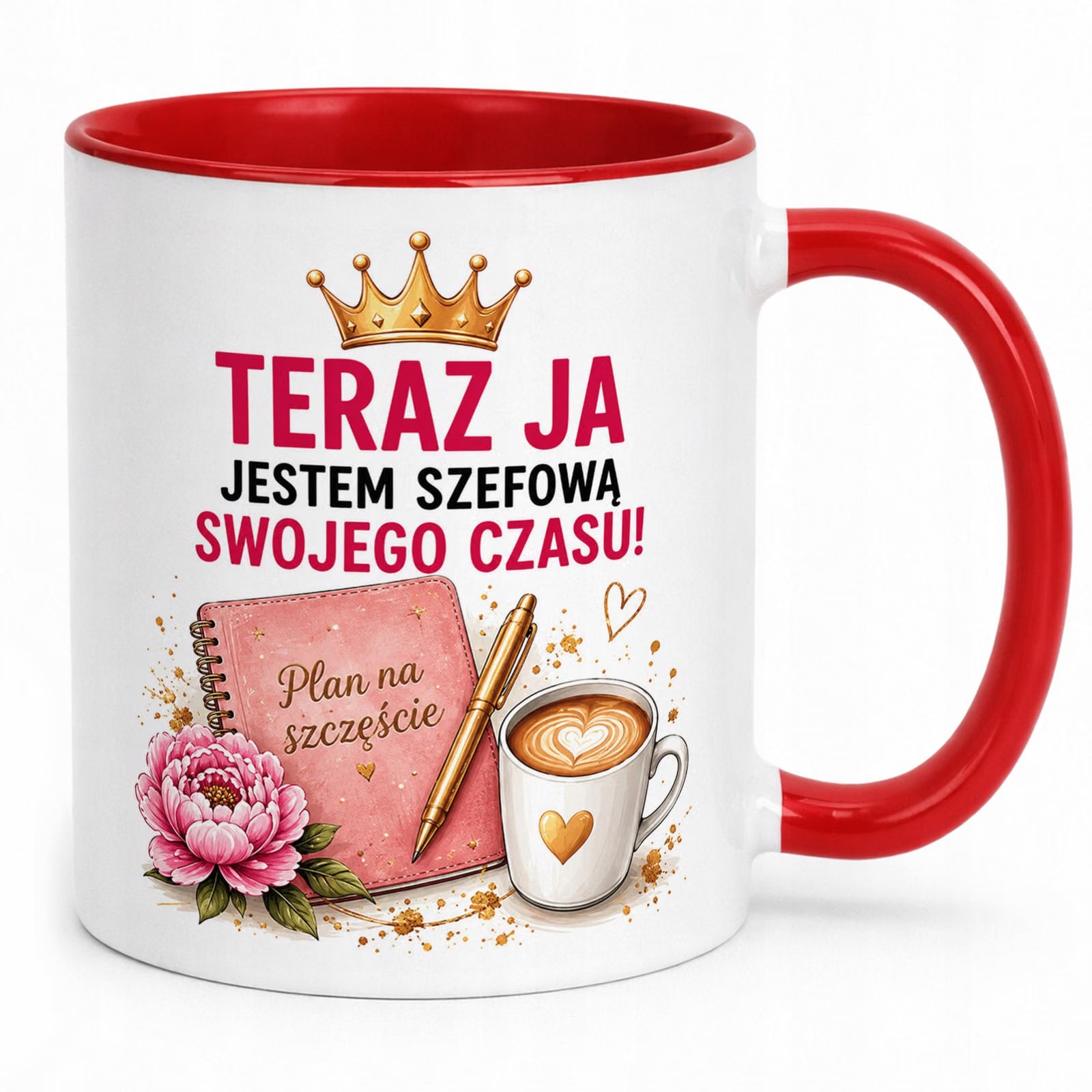 Kubek Czerwony z nadrukiem Emerytura Dla Emerytki Upominek Prezent
