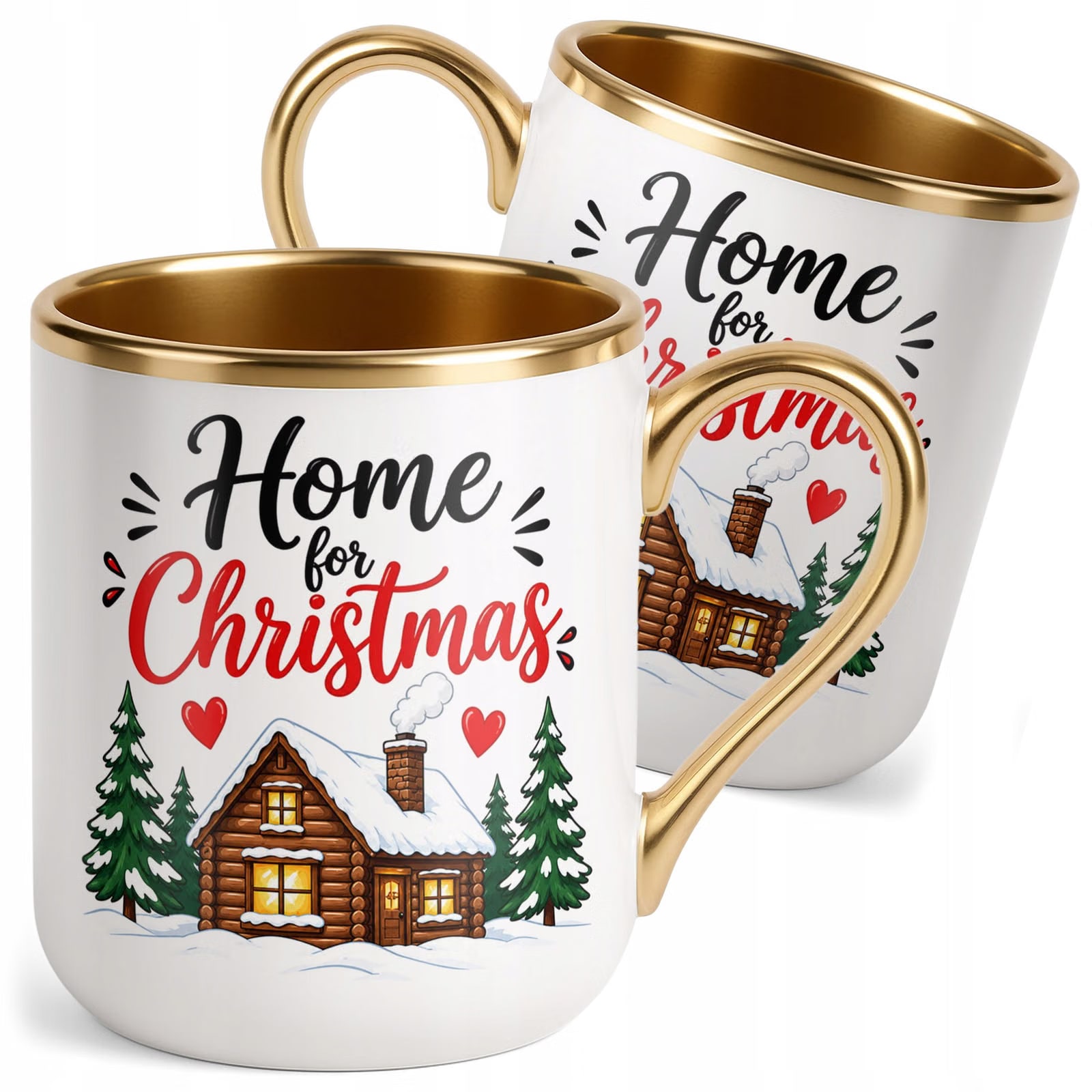 Kubek Premium Złoty Boże Narodzenie Mikołajki Home For Christmas Prezent