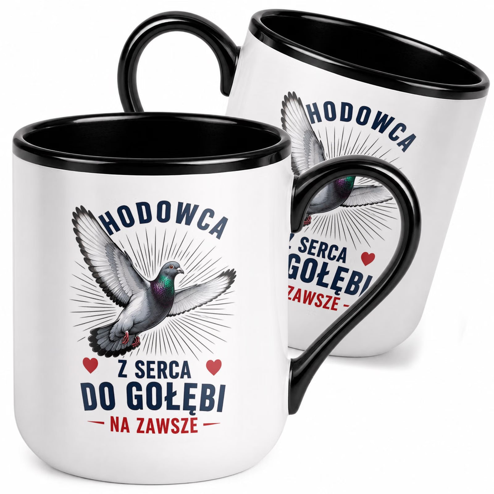 Kubek z nadrukiem Premium Czarny Dla Gołębiarza Hodowca Gołębi Prezent