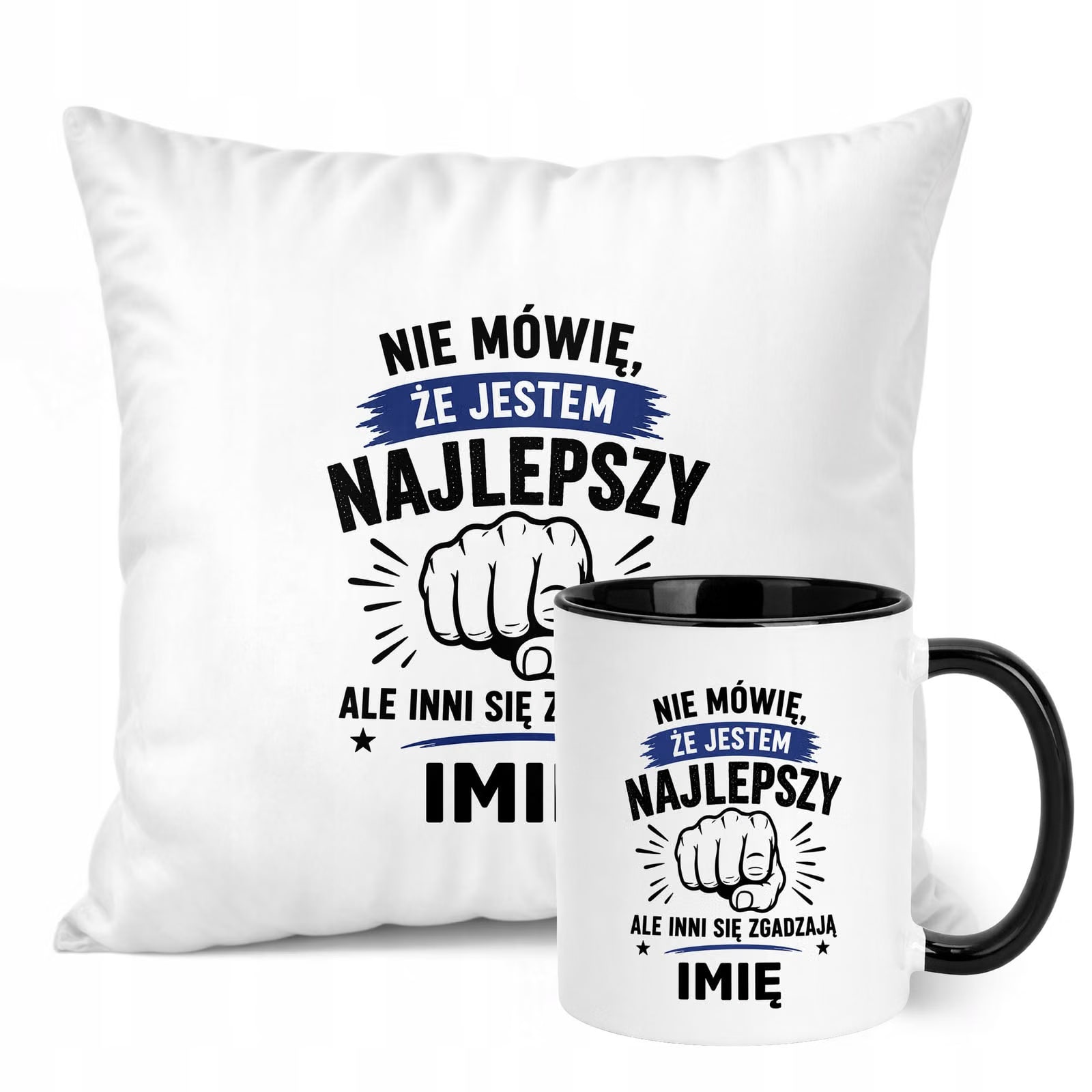 Zestaw Kubek Czarny Poduszka Dzień Chłopaka Z Nadrukiem Prezent Upominek