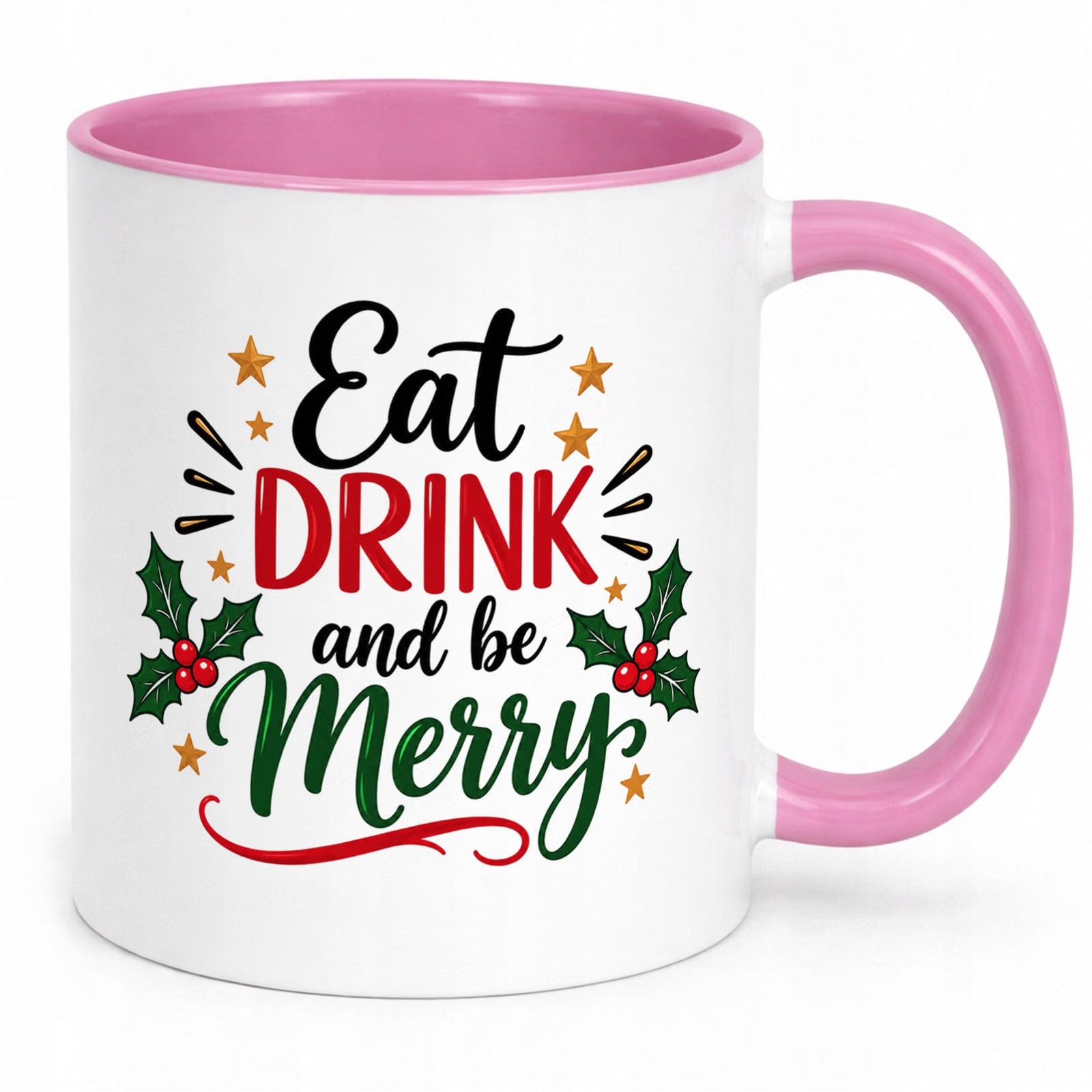 Kubek Różowy z Nadrukiem Boże Narodzenie Mikołajki Merry Christmas Prezent