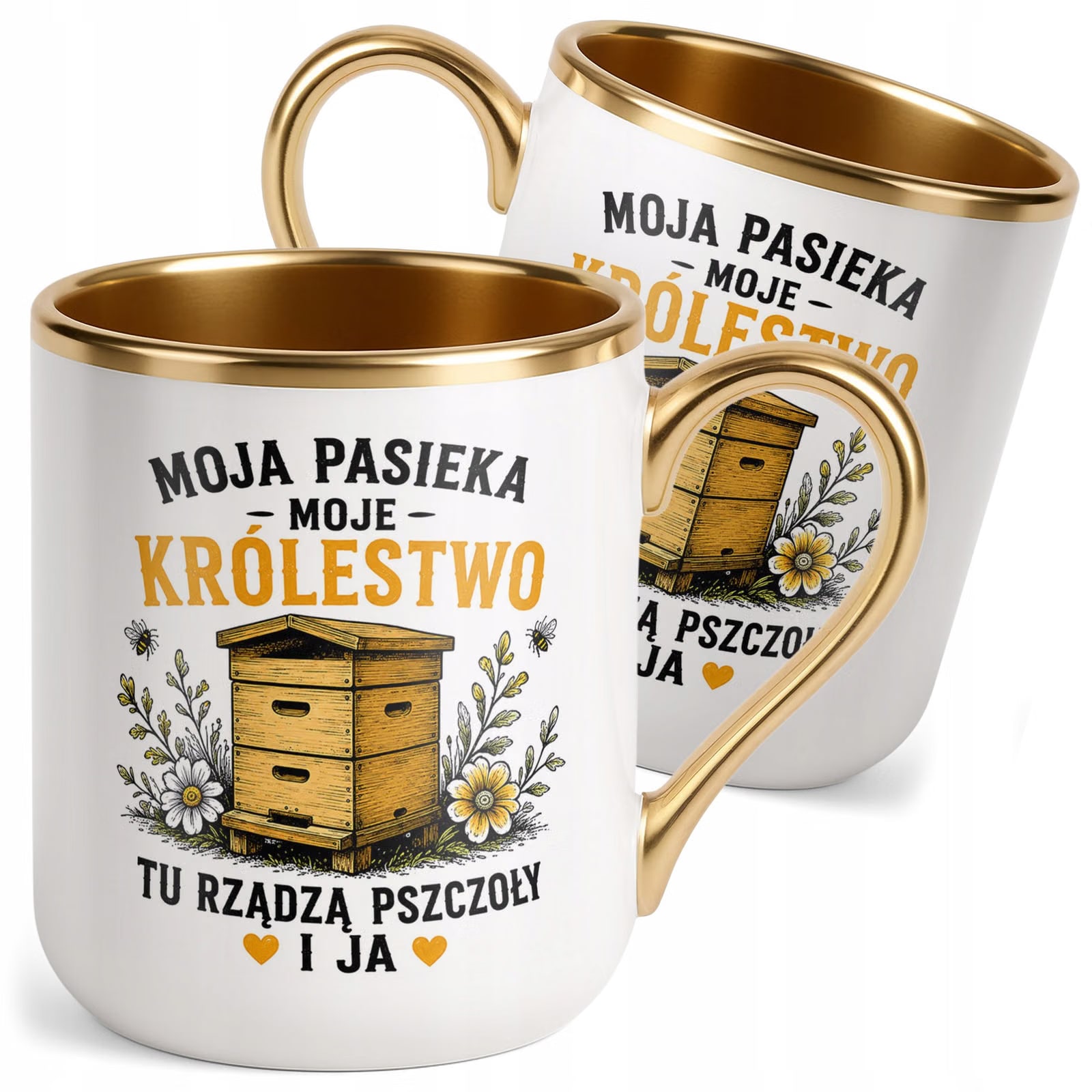 Kubek z nadrukiem Premium Złoty Dla Pszczelarza Szef Pasieki Prezent