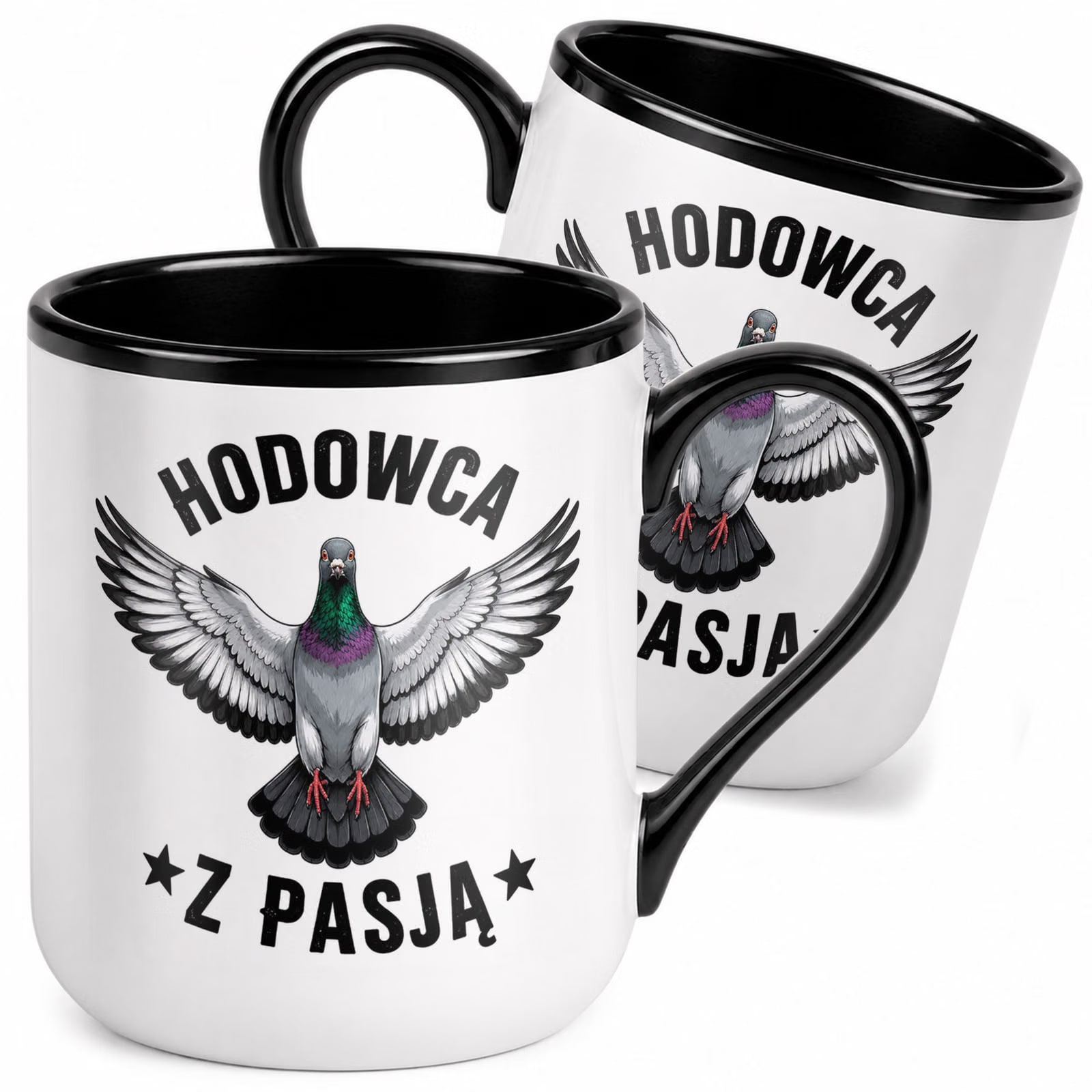 Kubek z nadrukiem Premium Czarny Dla Gołębiarza Hodowca Gołębi Prezent