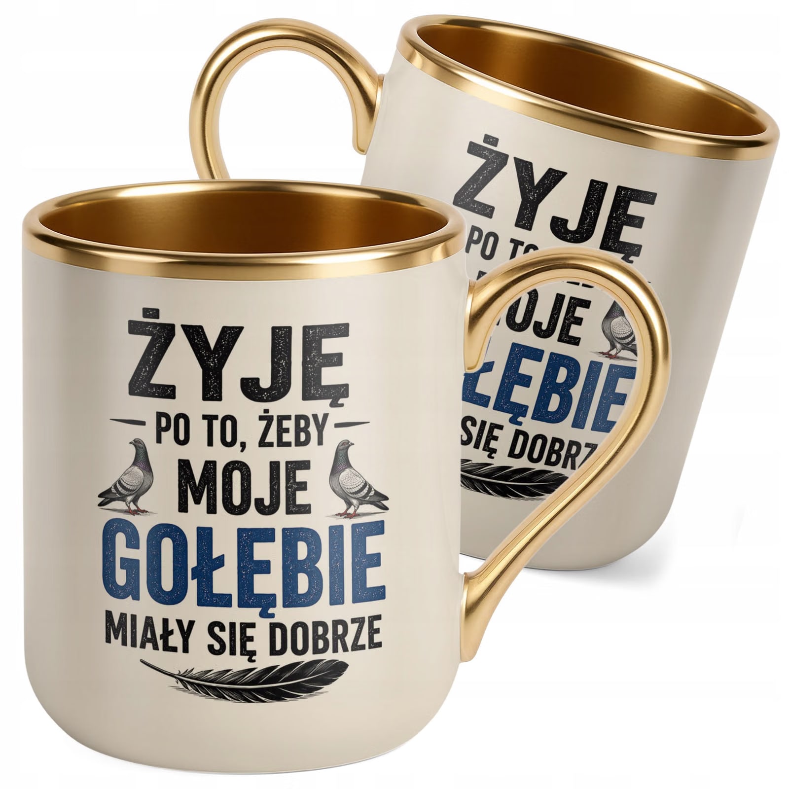 Kubek z nadrukiem Premium Złoty Ecru Dla Gołębiarza Hodowcy Gołębi Prezent