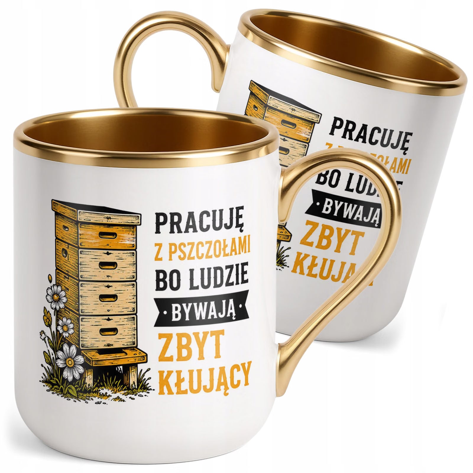 Kubek z nadrukiem Premium Złoty Dla Pszczelarza Szef Pasieki Prezent