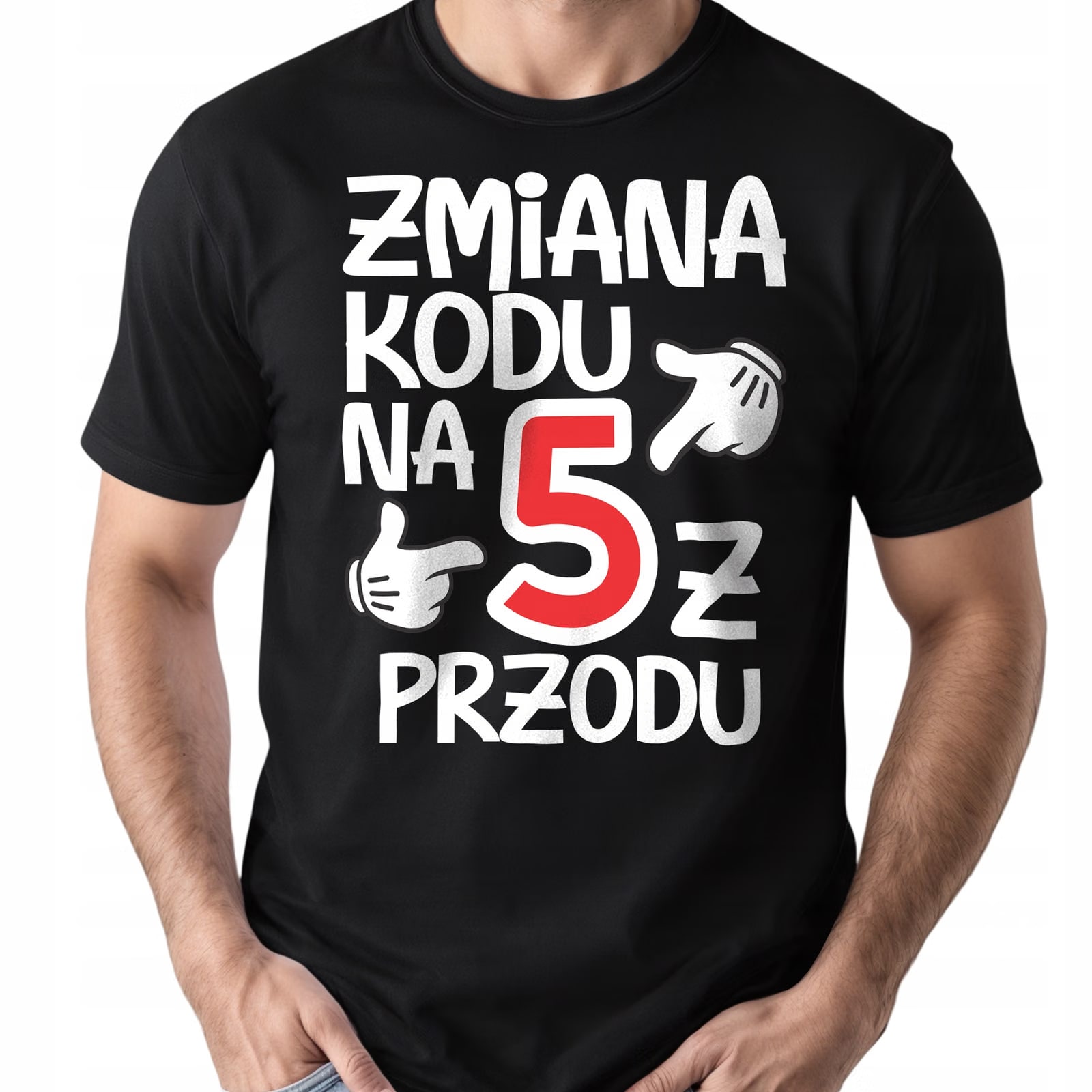 Koszulka czarna męska Zmiana Kodu 50 Urodziny Prezent