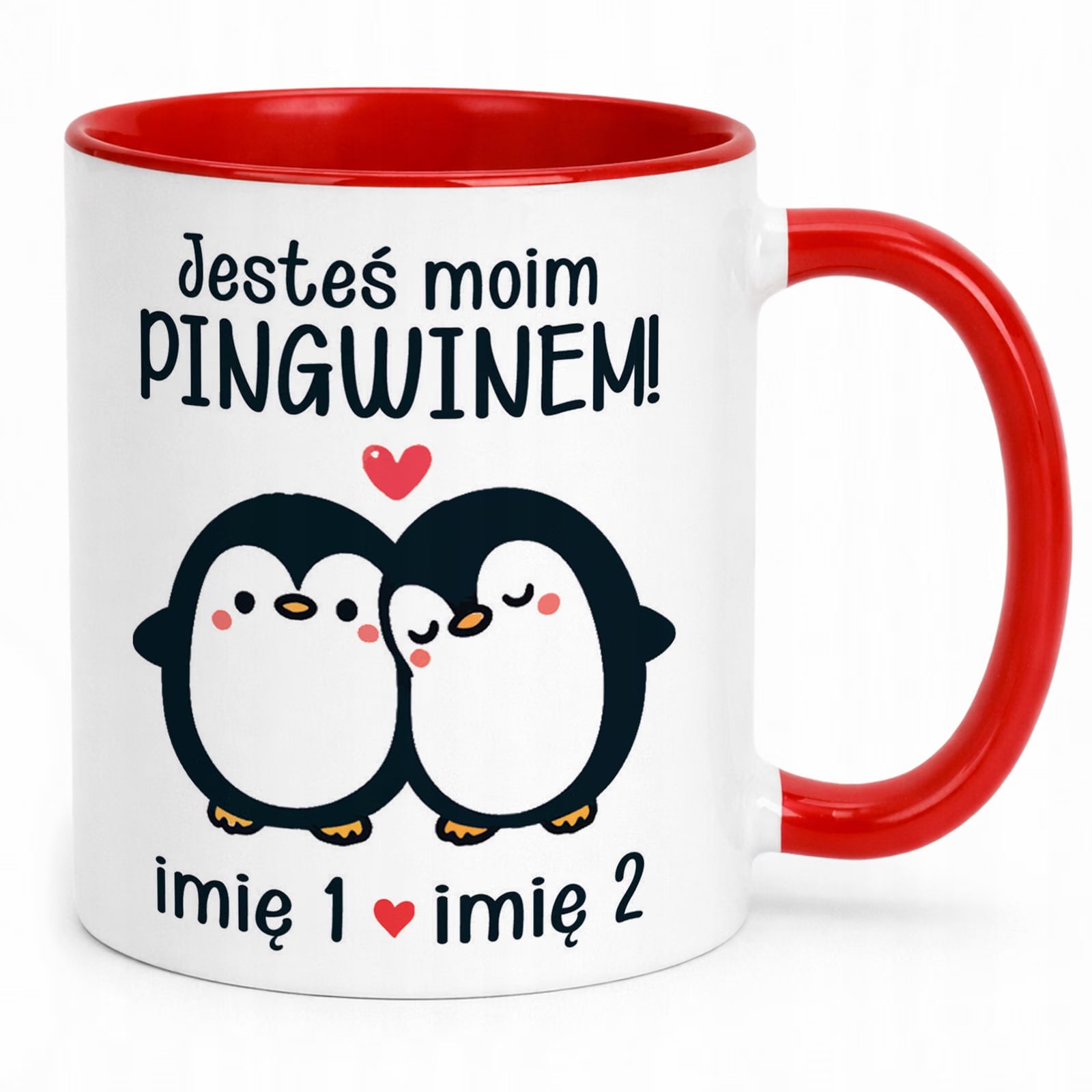 Kubek Czerwony Personalizowany Serce Walentynki Prezent Upominek