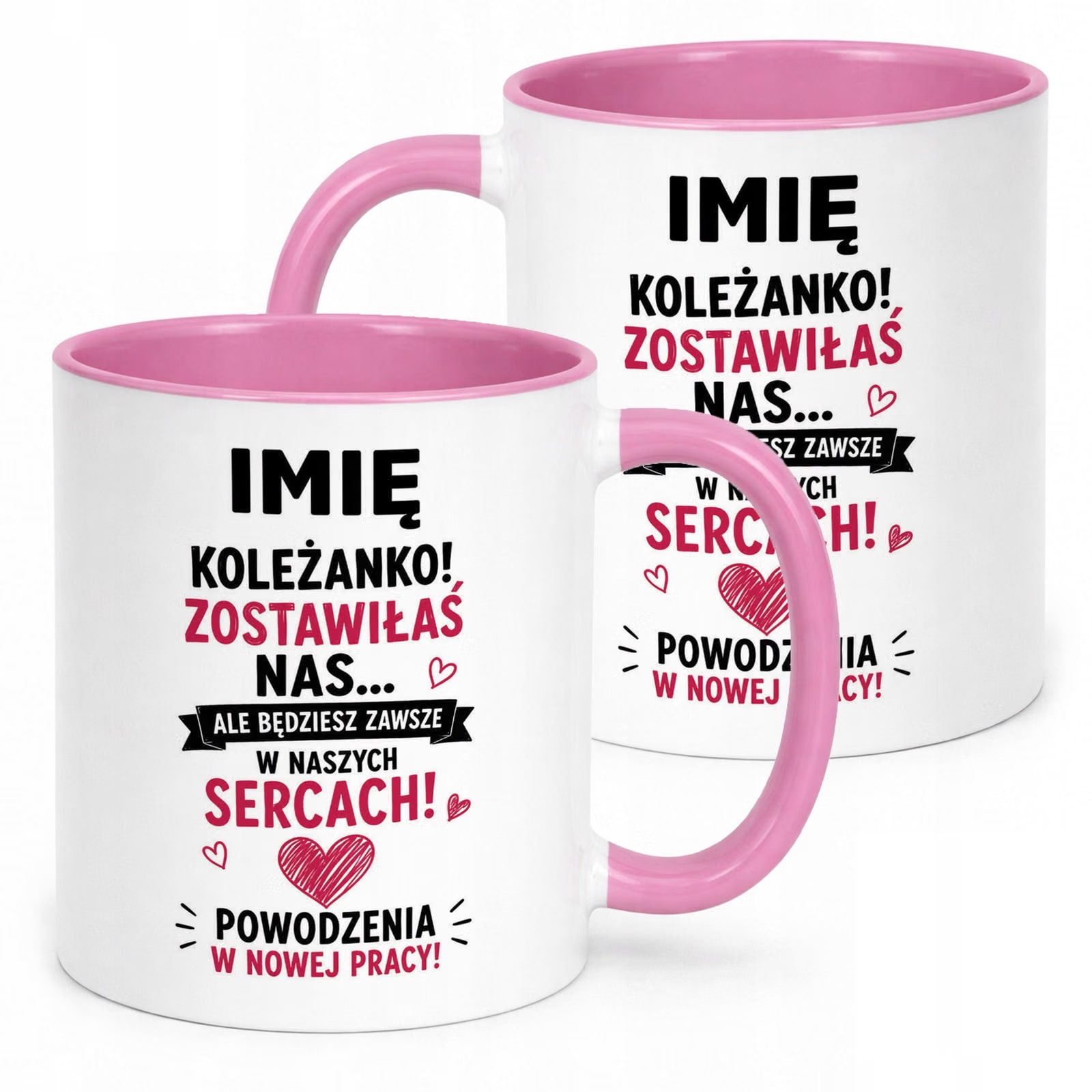 Kubek Różowy Personalizowany z Nadrukiem Pożegnanie Odejście z Pracy
