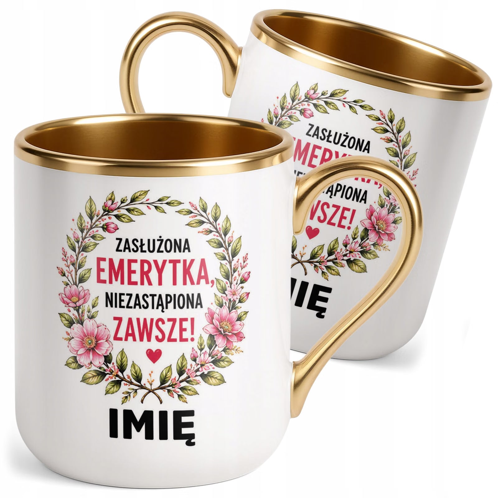 Kubek Personalizowany z nadrukiem Premium Złoty Emerytura Prezent
