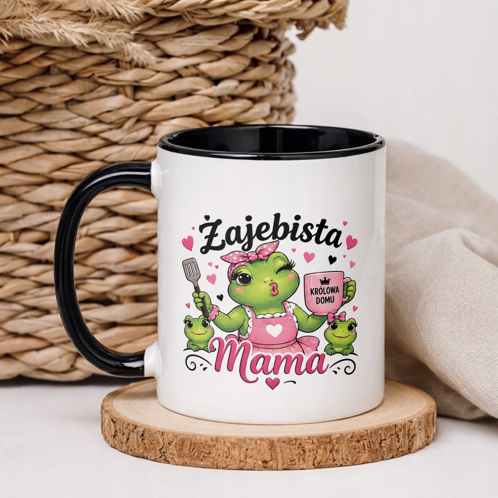 Kubek dla mamy czarny prezent na Dzień Matki idealny upominek dla mamy