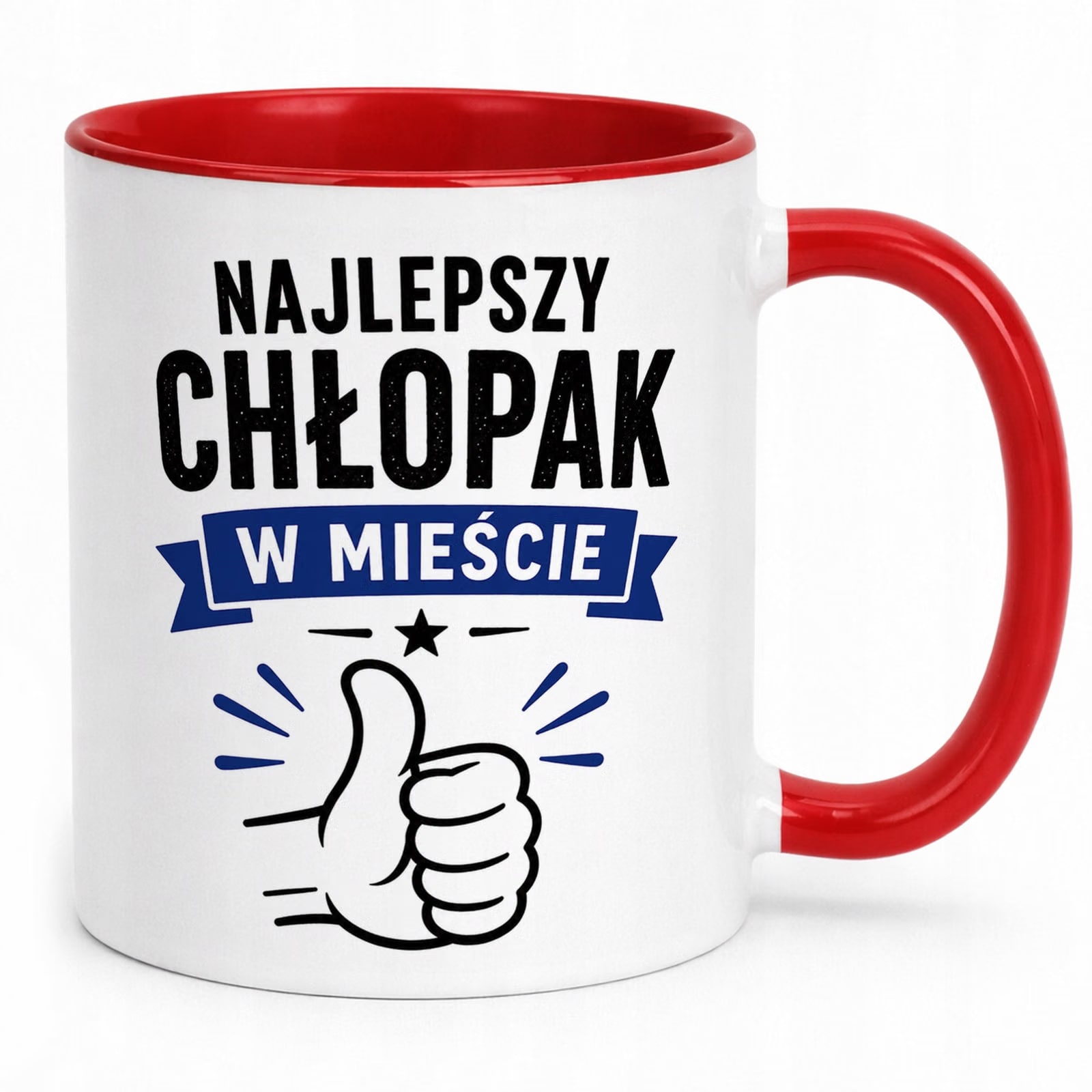Czerwony Kubek z nadrukiem Dzień Chłopaka Mężczyzny Upominek Prezent