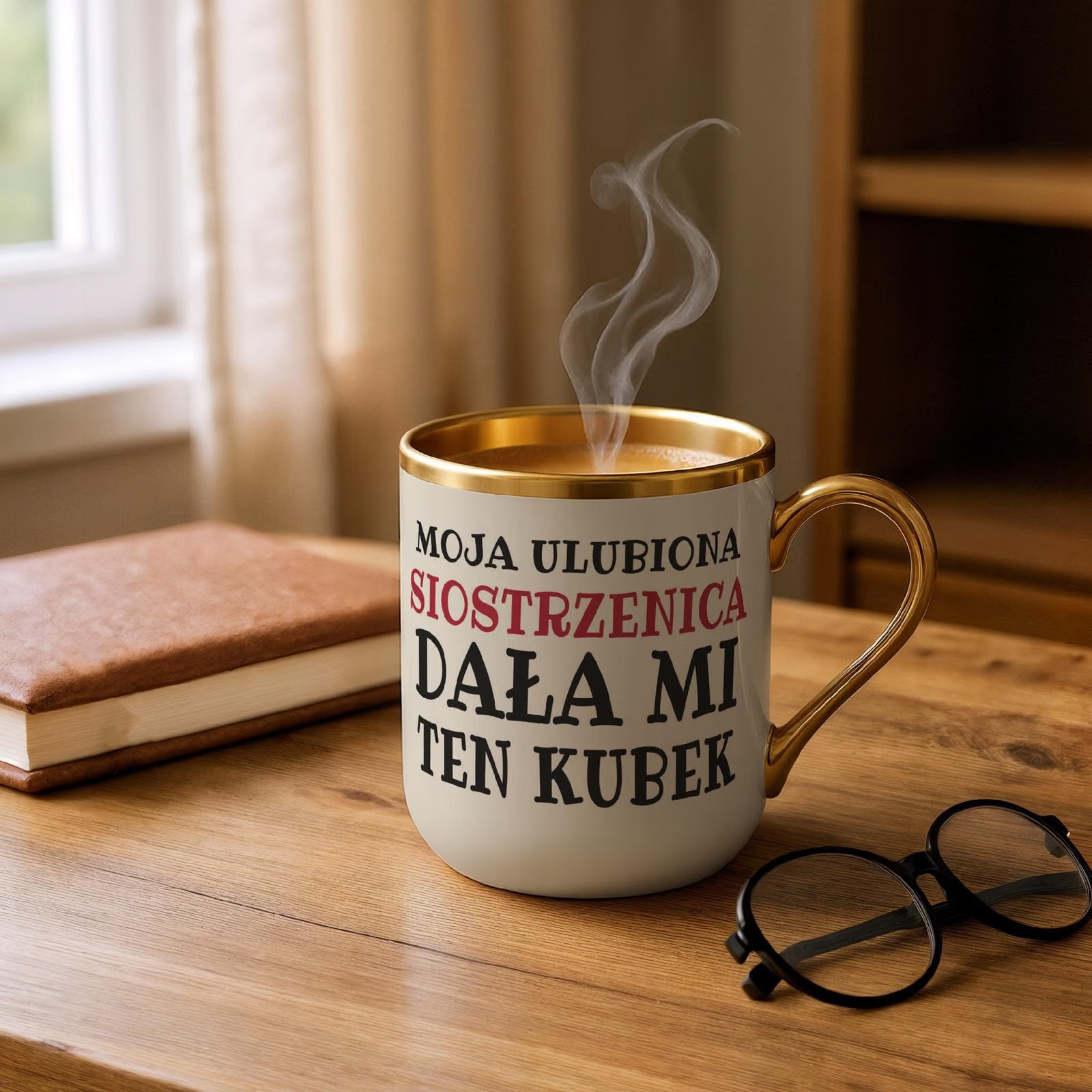 Kubek Premium Złoty Ecru Moja Ulubiona Siostrzenica Dała Mi Ten Kubek