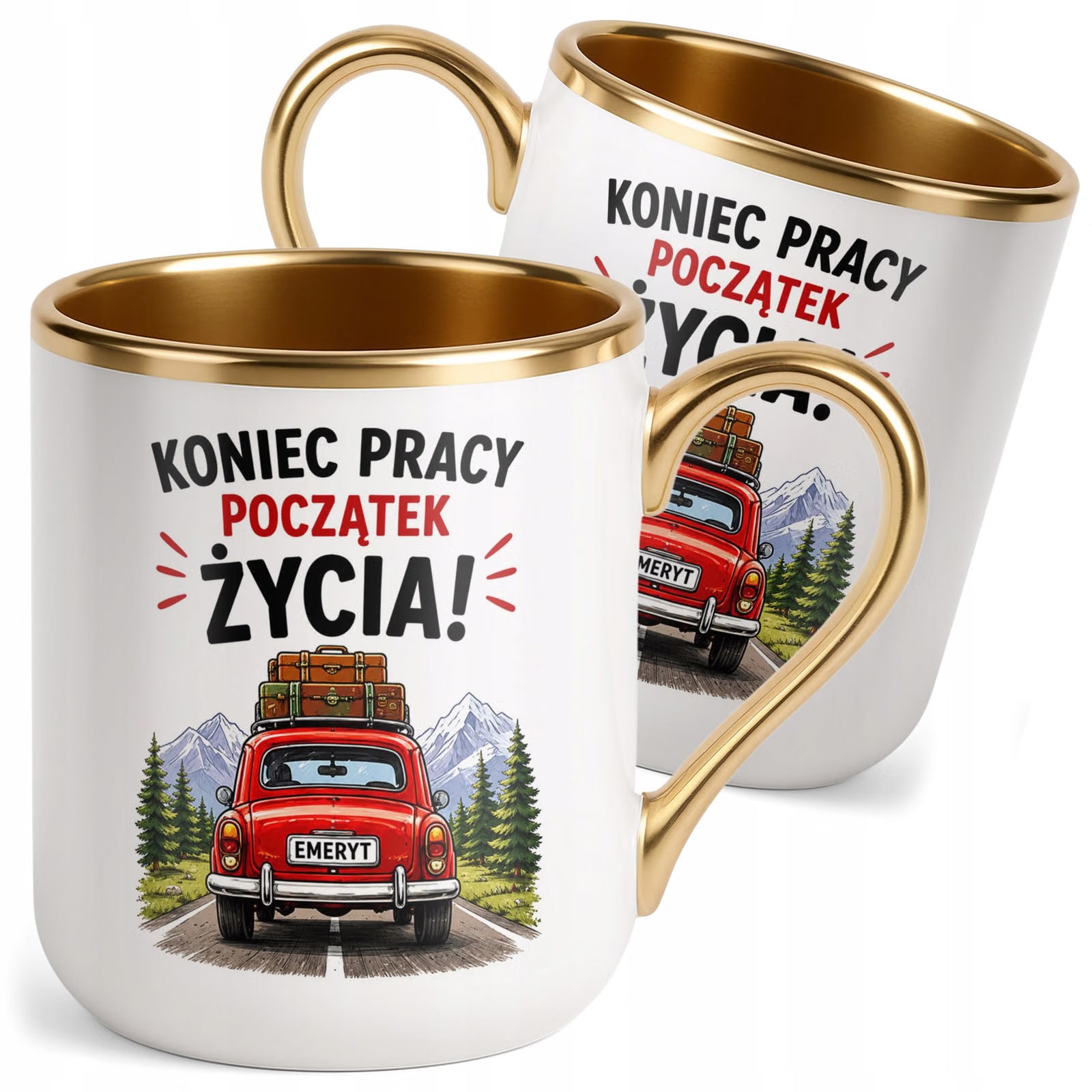 Kubek z nadrukiem Premium Złoty Emerytura Dla Emeryta Emerytki Prezent