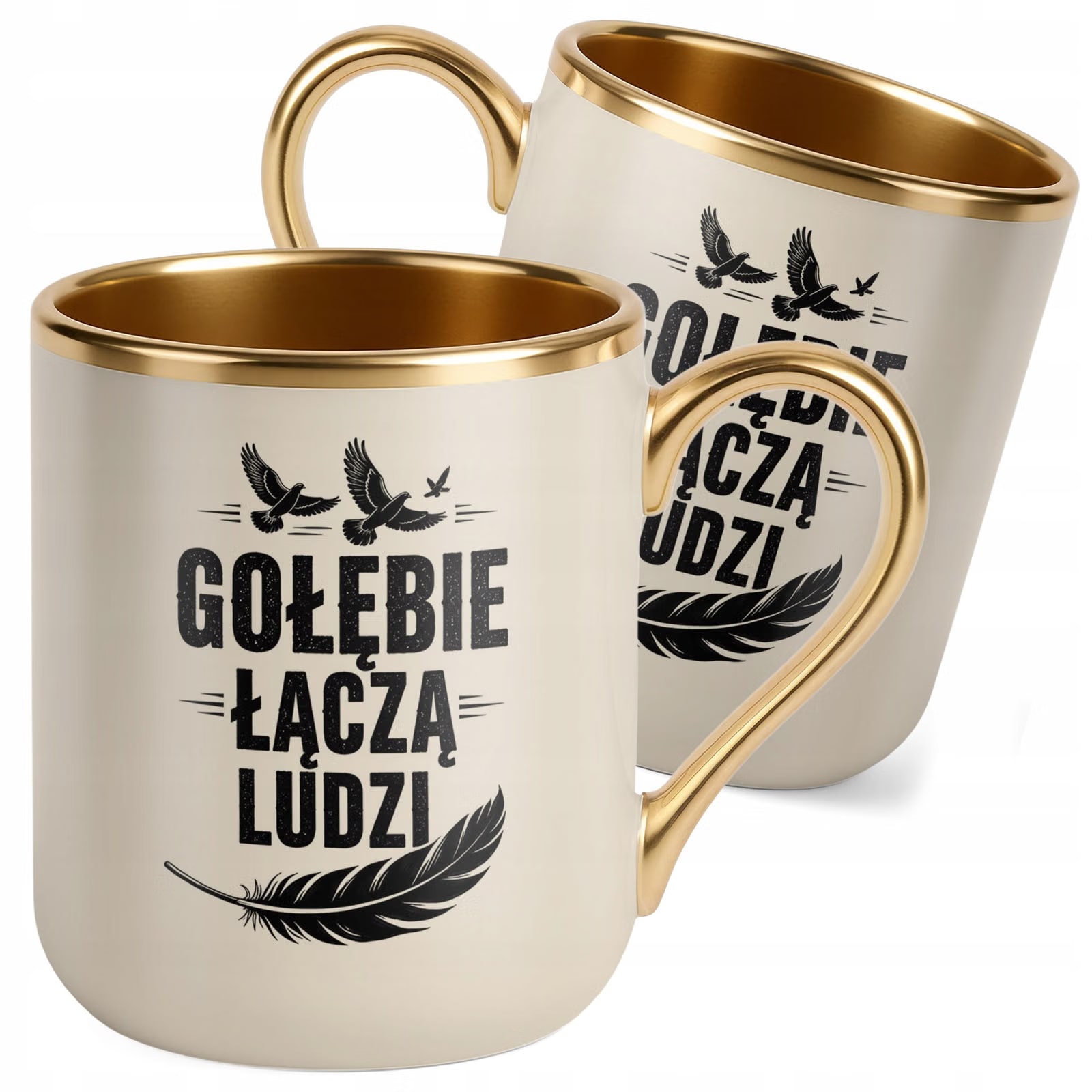 Kubek z nadrukiem Premium Złoty Ecru Dla Gołębiarza Hodowcy Gołębi Prezent
