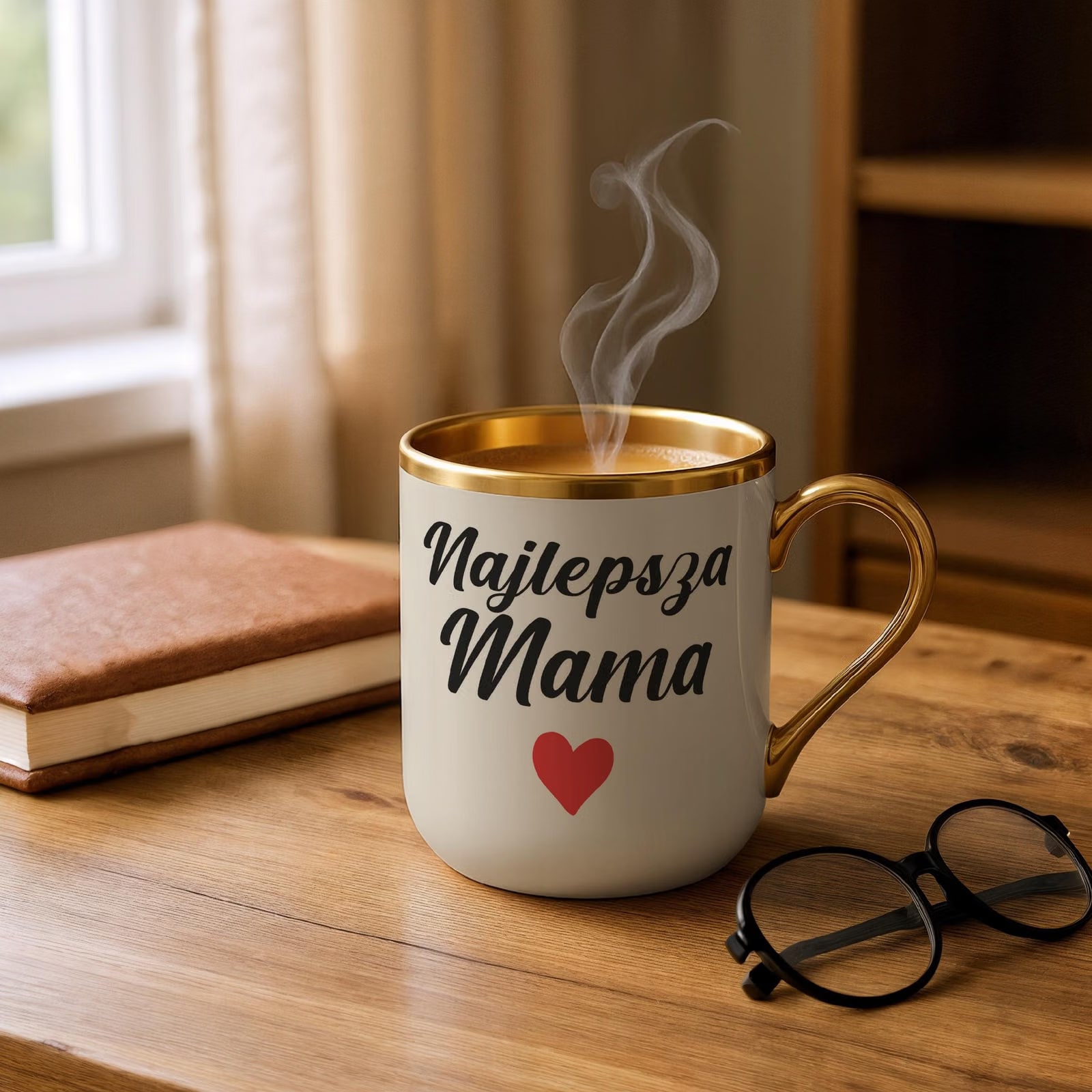 Kubek Premium Złoty Ecru Dzień Matki Dla Mamy Prezent Najlepsza Mama