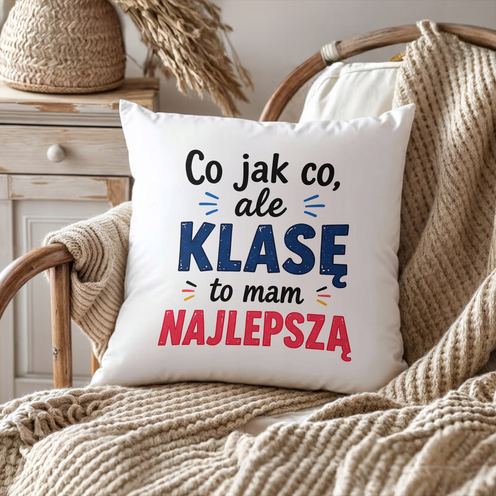 Poduszka Jasiek 38x38cm z Nadrukiem Dzień Nauczyciela Prezent Upominek
