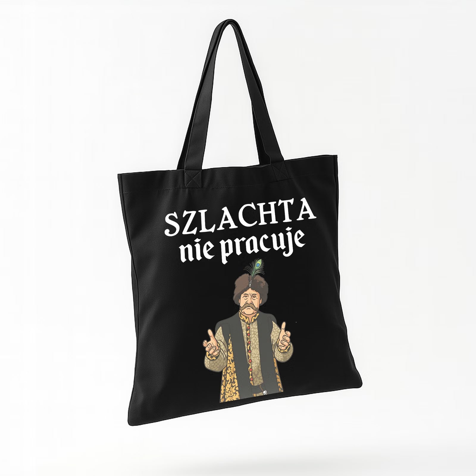 Torba bawełniana czarna na zakupy 1670 Szlachta Nie Pracuje