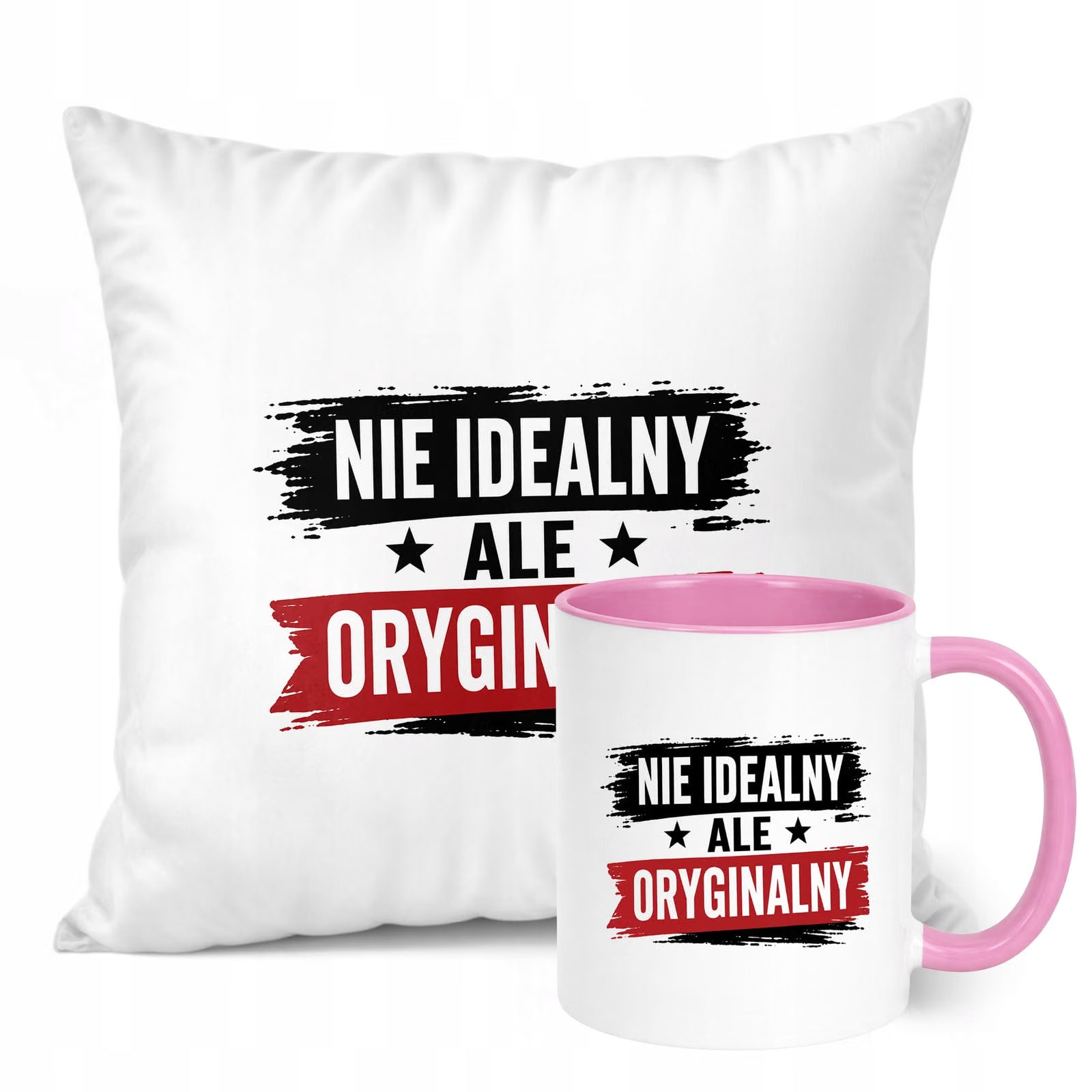 Zestaw Kubek Różowy Poduszka Dzień Chłopaka Z Nadrukiem Prezent
