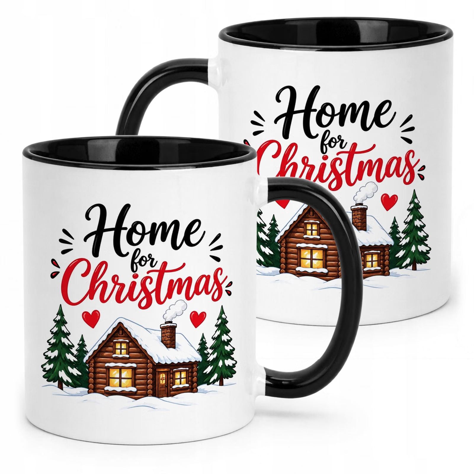 Kubek Czarny Boże Narodzenie Mikołajki Home For Christmas Prezent
