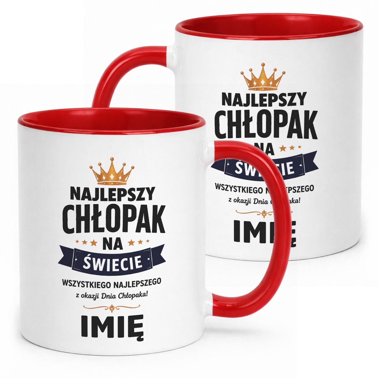 Czerwony Kubek personalizowany z nadrukiem Dzień Chłopaka Mężczyzny Prezent